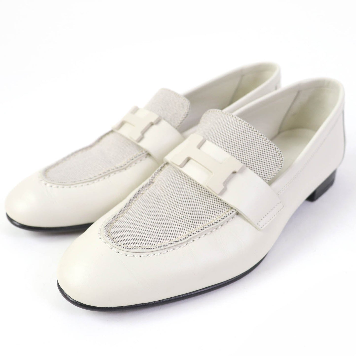 HERMES Slip-on H241071Z leather Blanc de Paris Prunoir moccasins paris 37