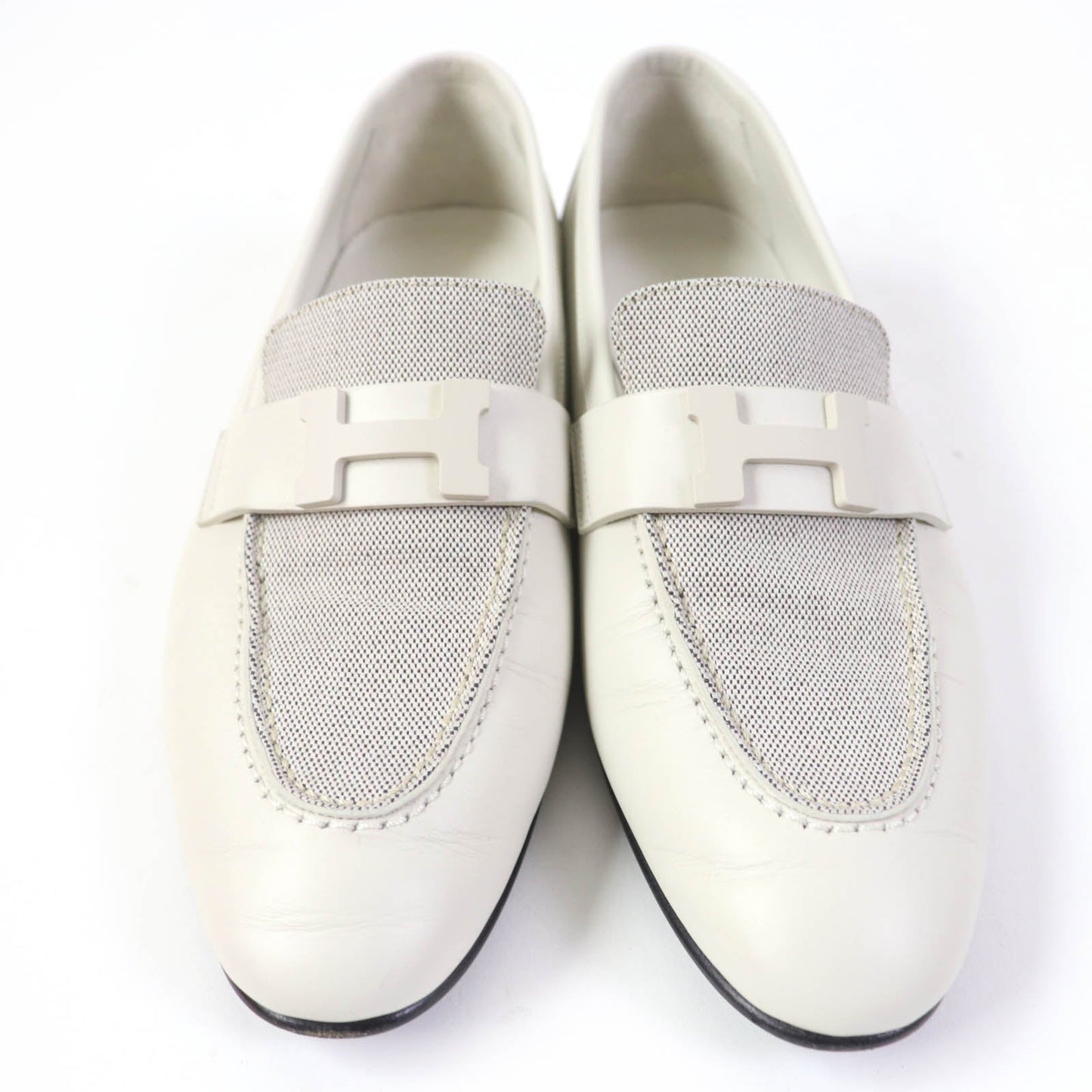 HERMES Slip-on H241071Z leather Blanc de Paris Prunoir moccasins paris 37