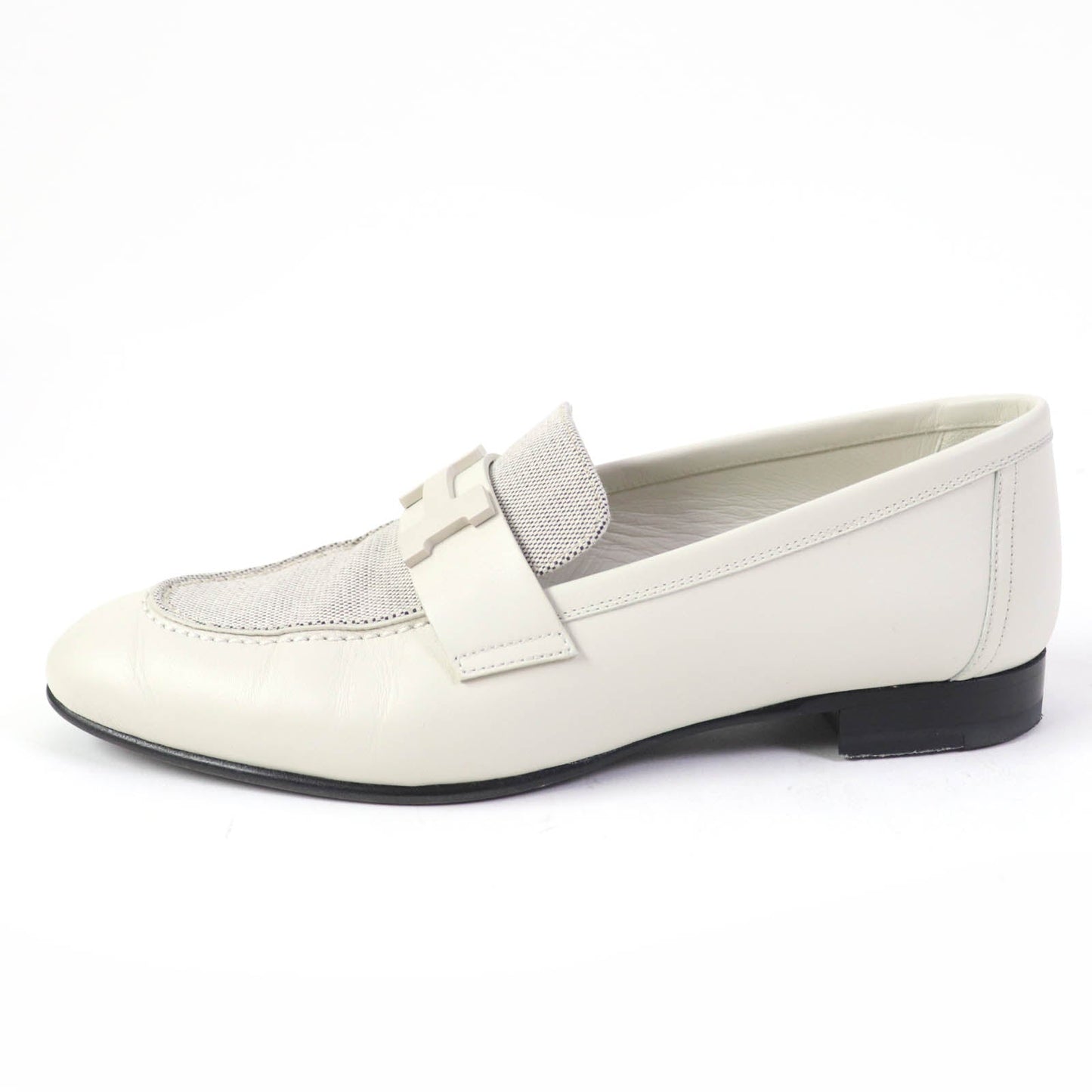 HERMES Slip-on H241071Z leather Blanc de Paris Prunoir moccasins paris 37