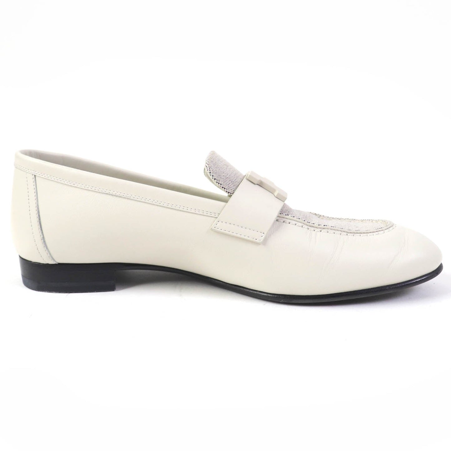 HERMES Slip-on H241071Z leather Blanc de Paris Prunoir moccasins paris 37