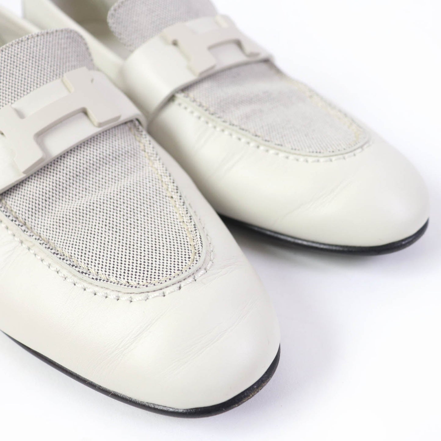 HERMES Slip-on H241071Z leather Blanc de Paris Prunoir moccasins paris 37