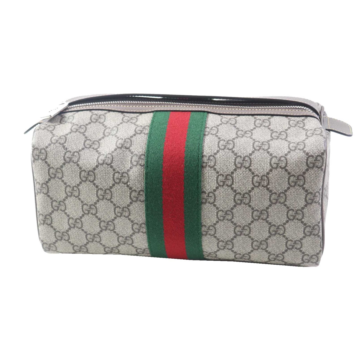 GUCCI Pouch 759689 GG Supreme Beige/Ebony Cosmetic case with Web stripes