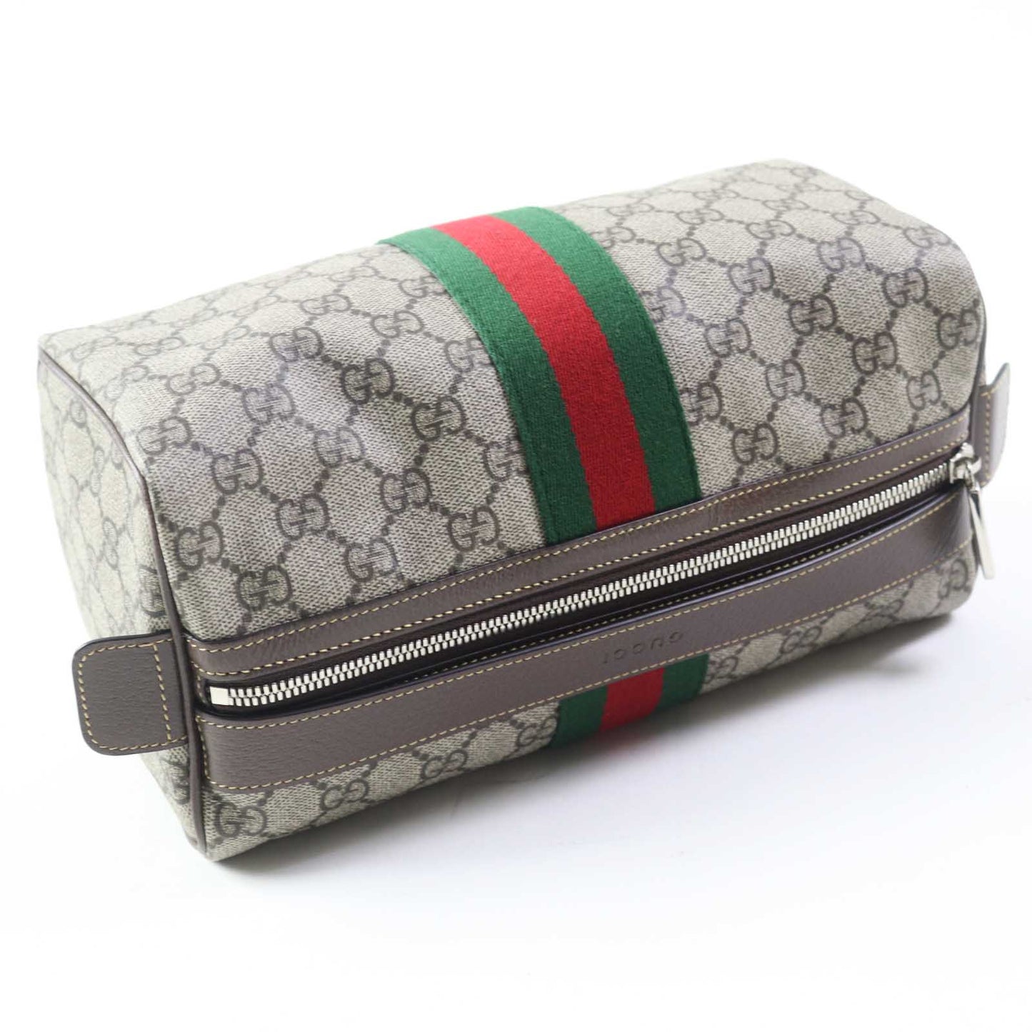 GUCCI Pouch 759689 GG Supreme Beige/Ebony Cosmetic case with Web stripes