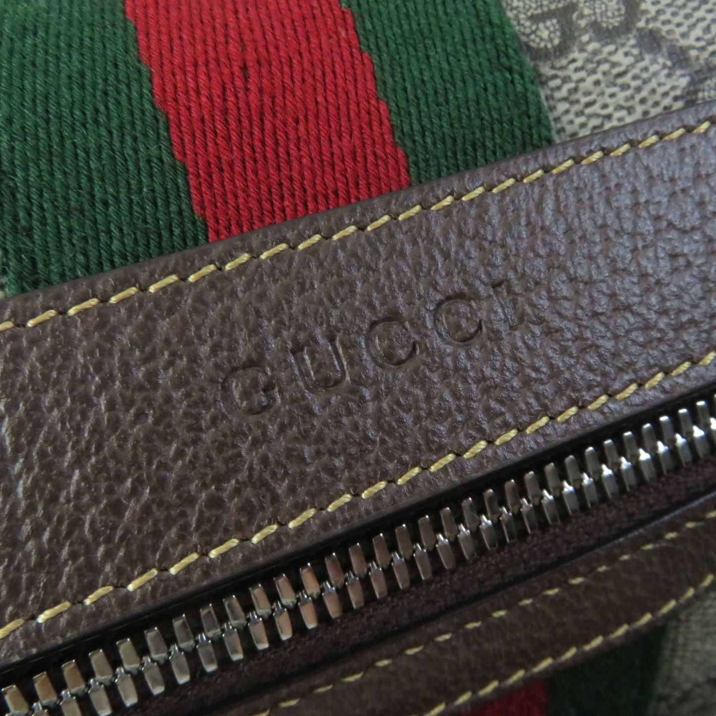 GUCCI Pouch 759689 GG Supreme Beige/Ebony Cosmetic case with Web stripes
