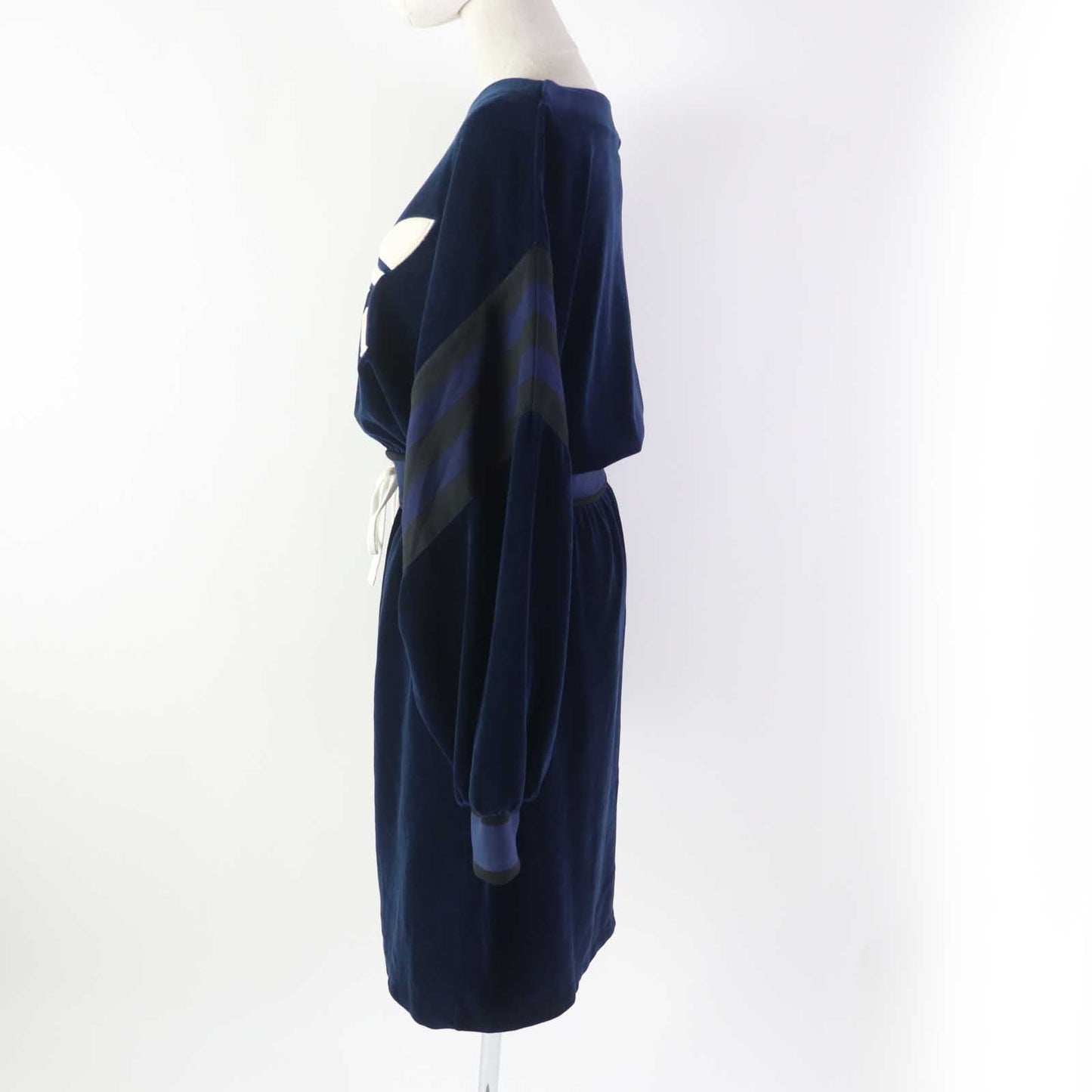 GUCCI one piece 695679 cotton Navy Trefoil embroidered chenille dress S