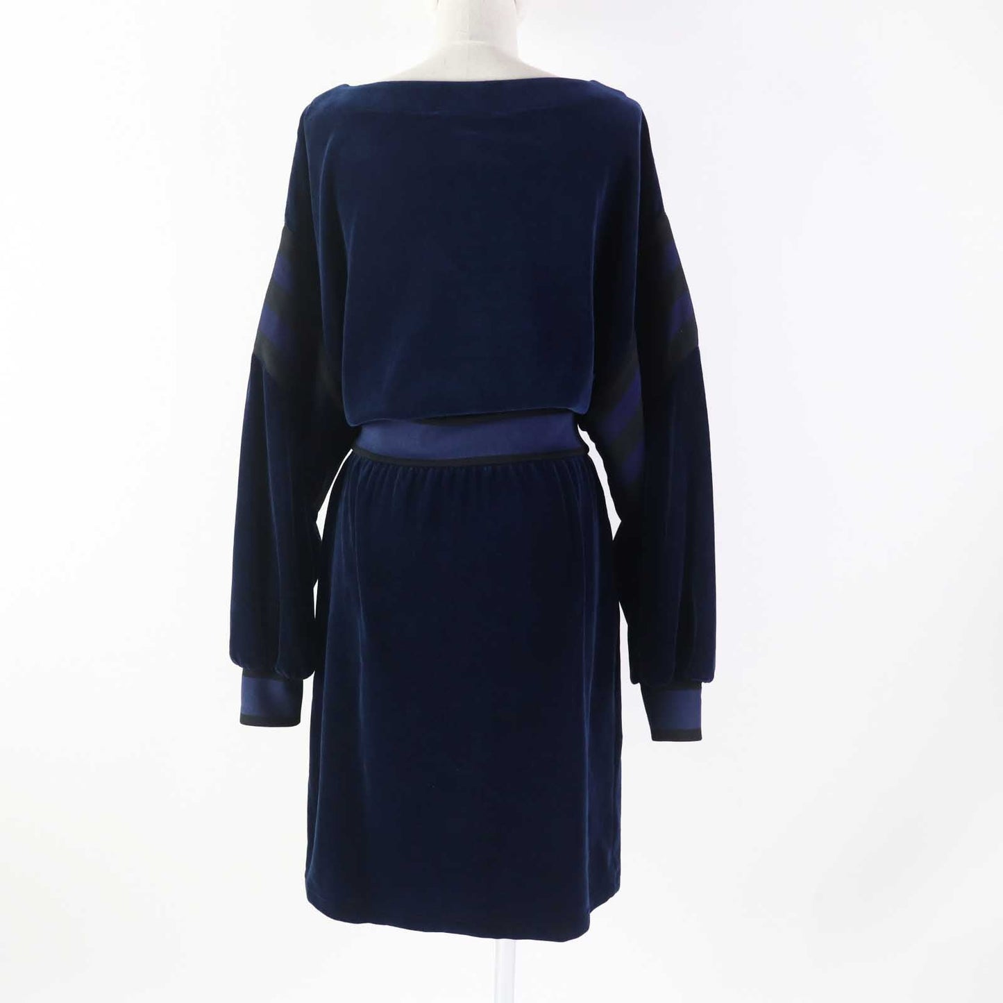GUCCI one piece 695679 cotton Navy Trefoil embroidered chenille dress S