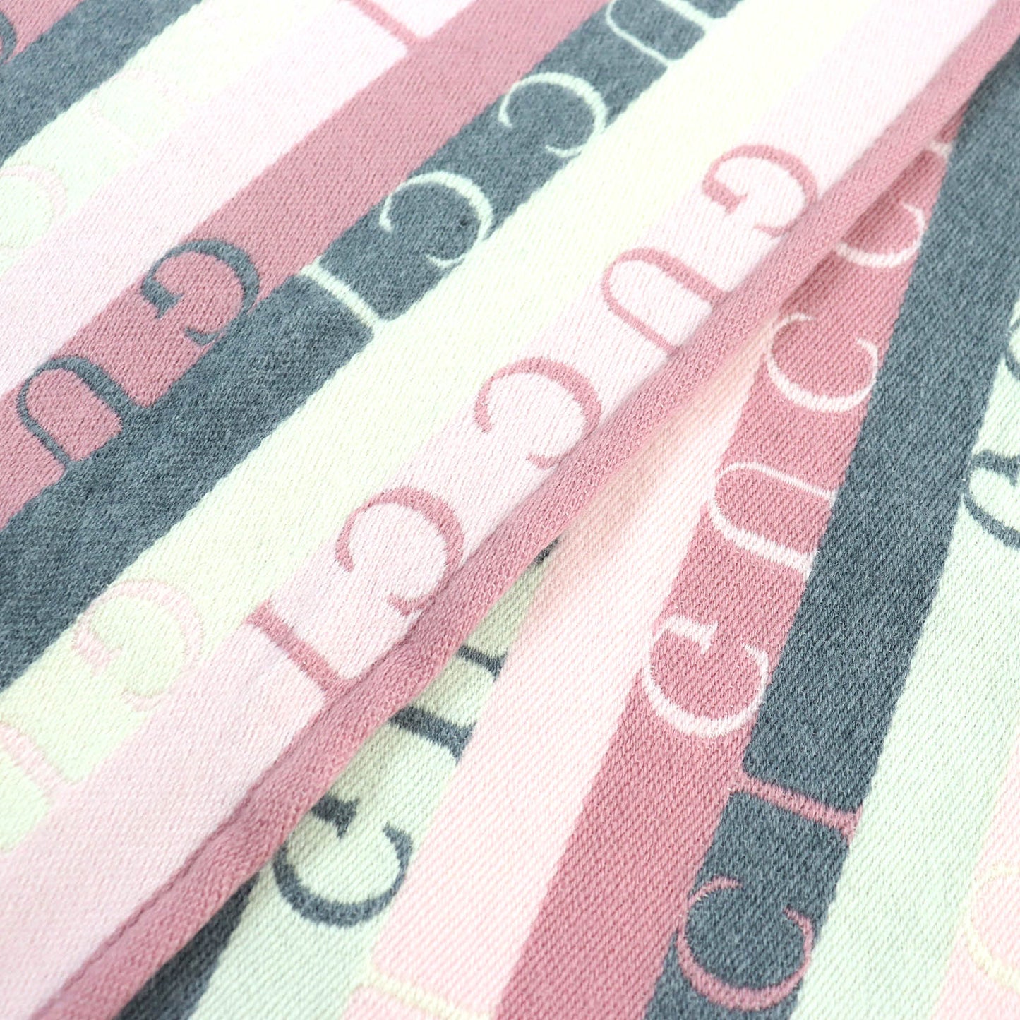 GUCCI Scarf 634166 Main: 90% wool, Main: 10% cotton Pink white gray mens Used