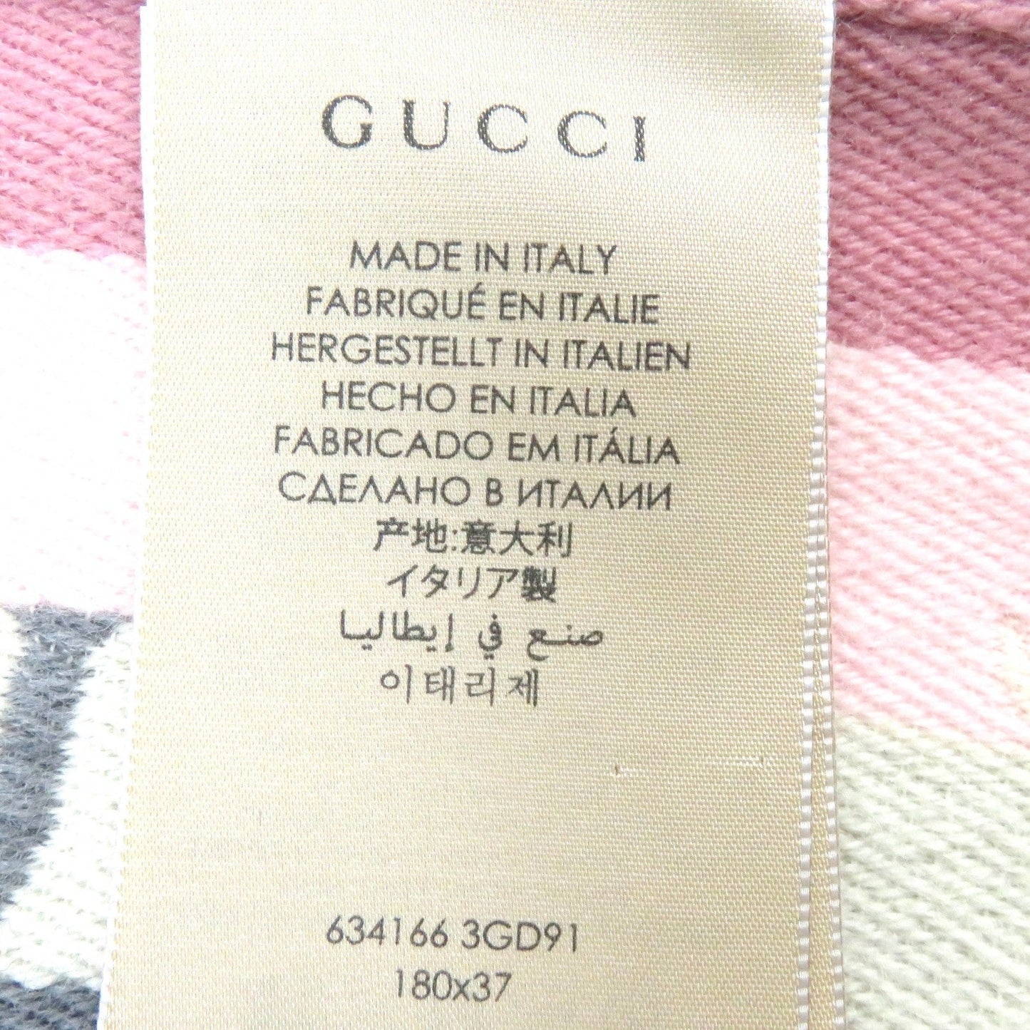 GUCCI Scarf 634166 Main: 90% wool, Main: 10% cotton Pink white gray mens Used