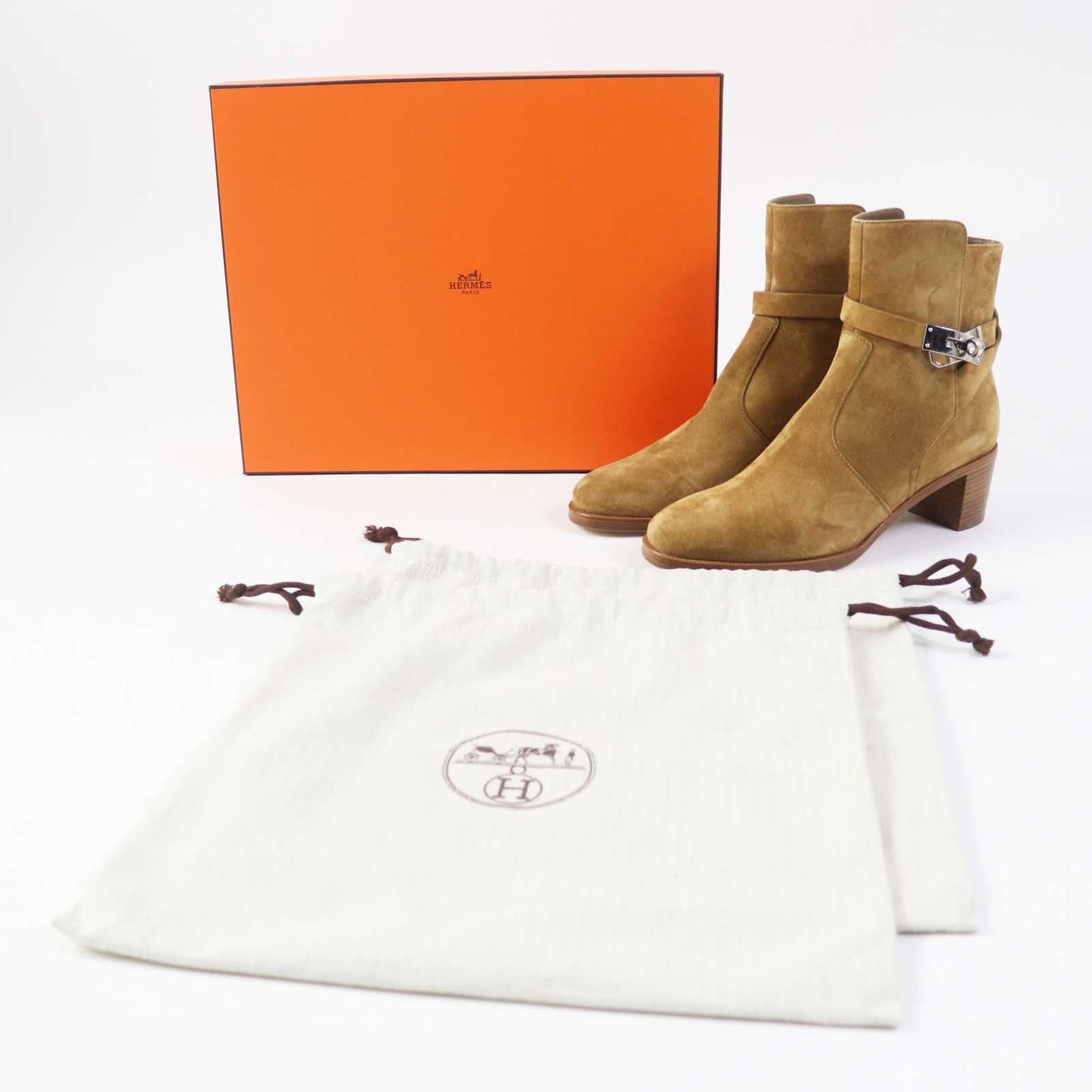 HERMES short boots Provence Brown beige French 50 38