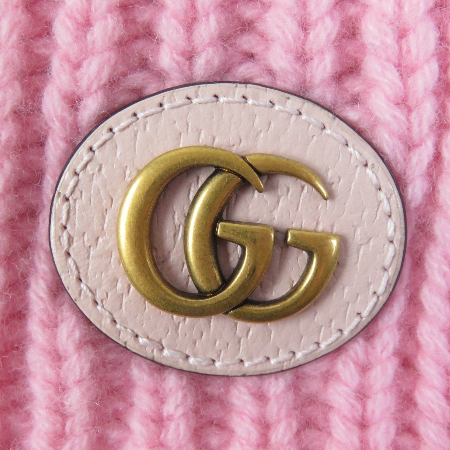 GUCCI Scarf 773426 Body: 85% wool, Body: 15% cashmere, Part: leather pink scarf Patched knit Women Used