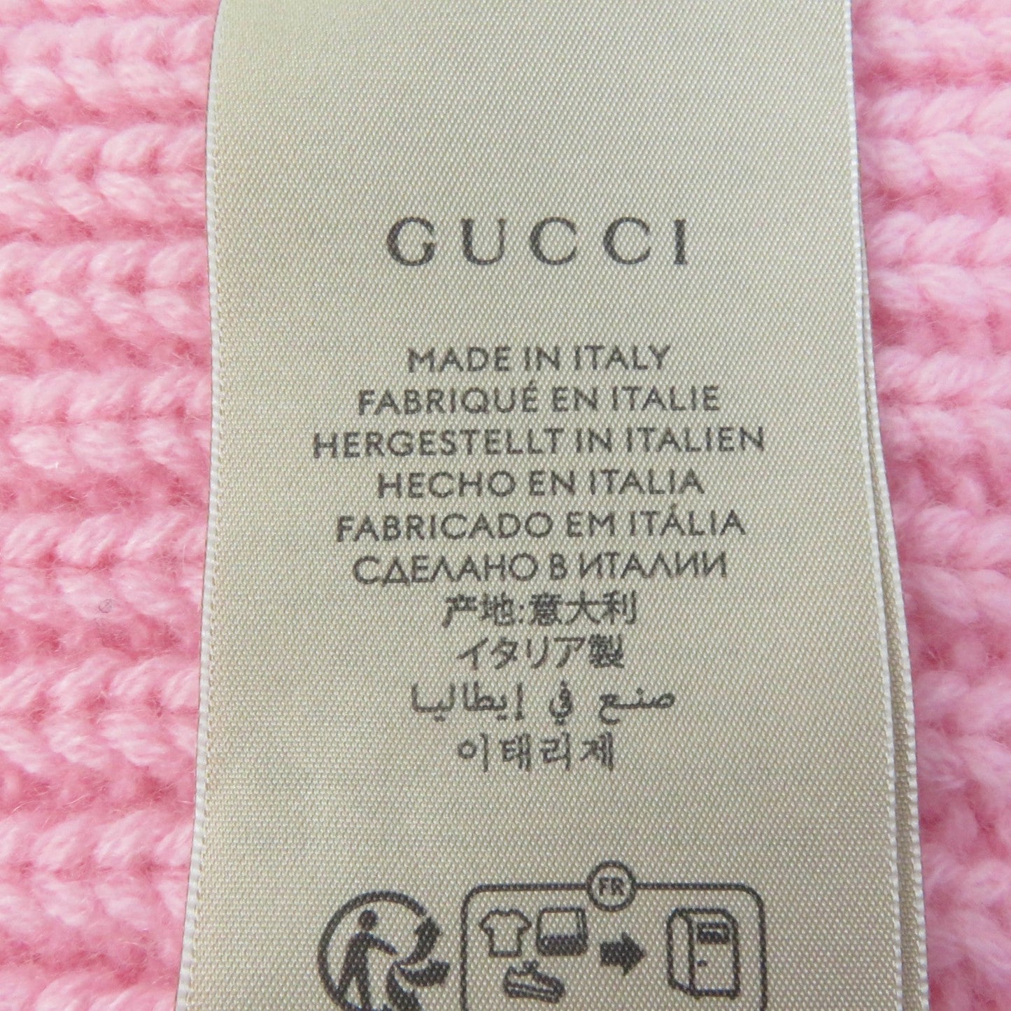 GUCCI Scarf 773426 Body: 85% wool, Body: 15% cashmere, Part: leather pink scarf Patched knit Women Used