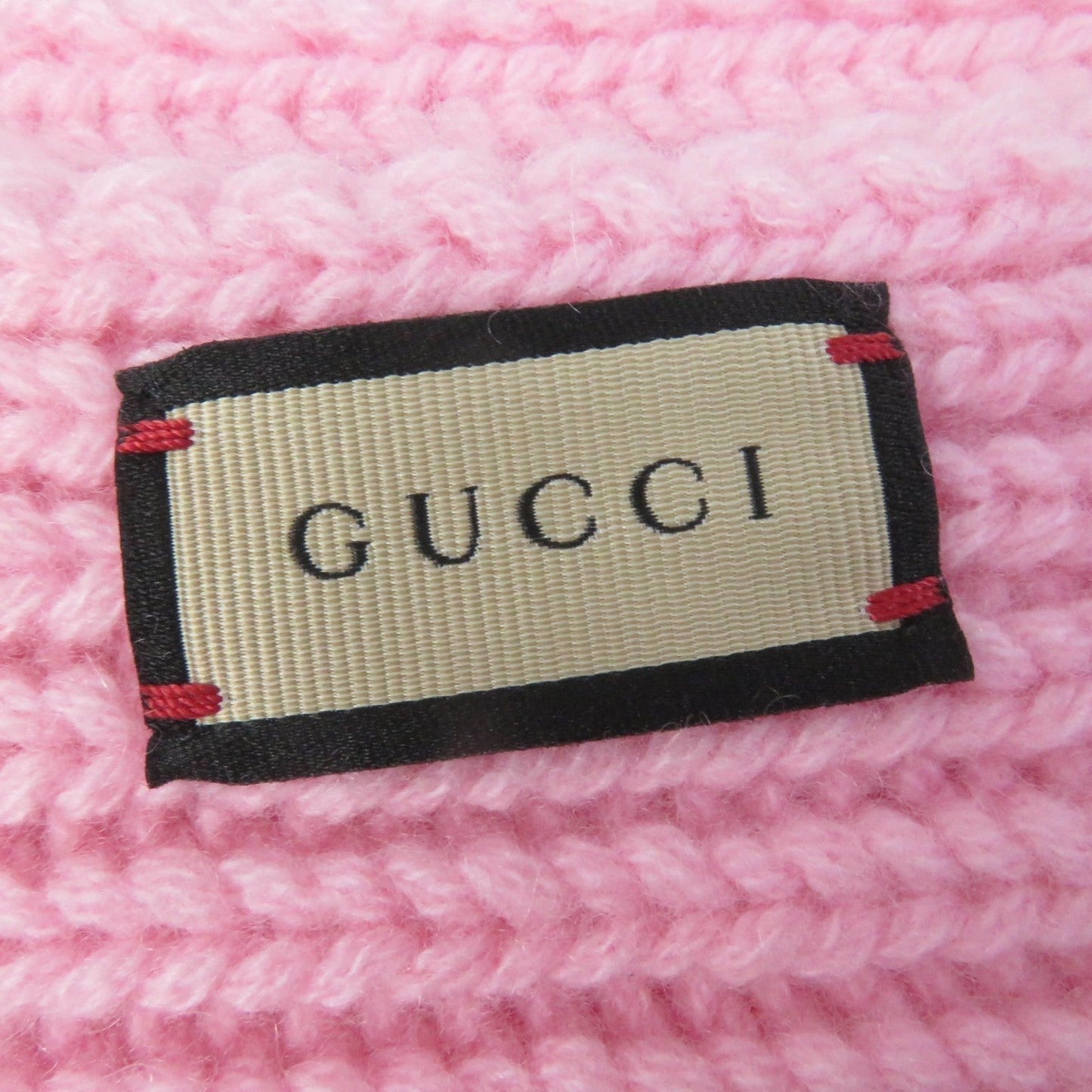 GUCCI Scarf 773426 Body: 85% wool, Body: 15% cashmere, Part: leather pink scarf Patched knit Women Used