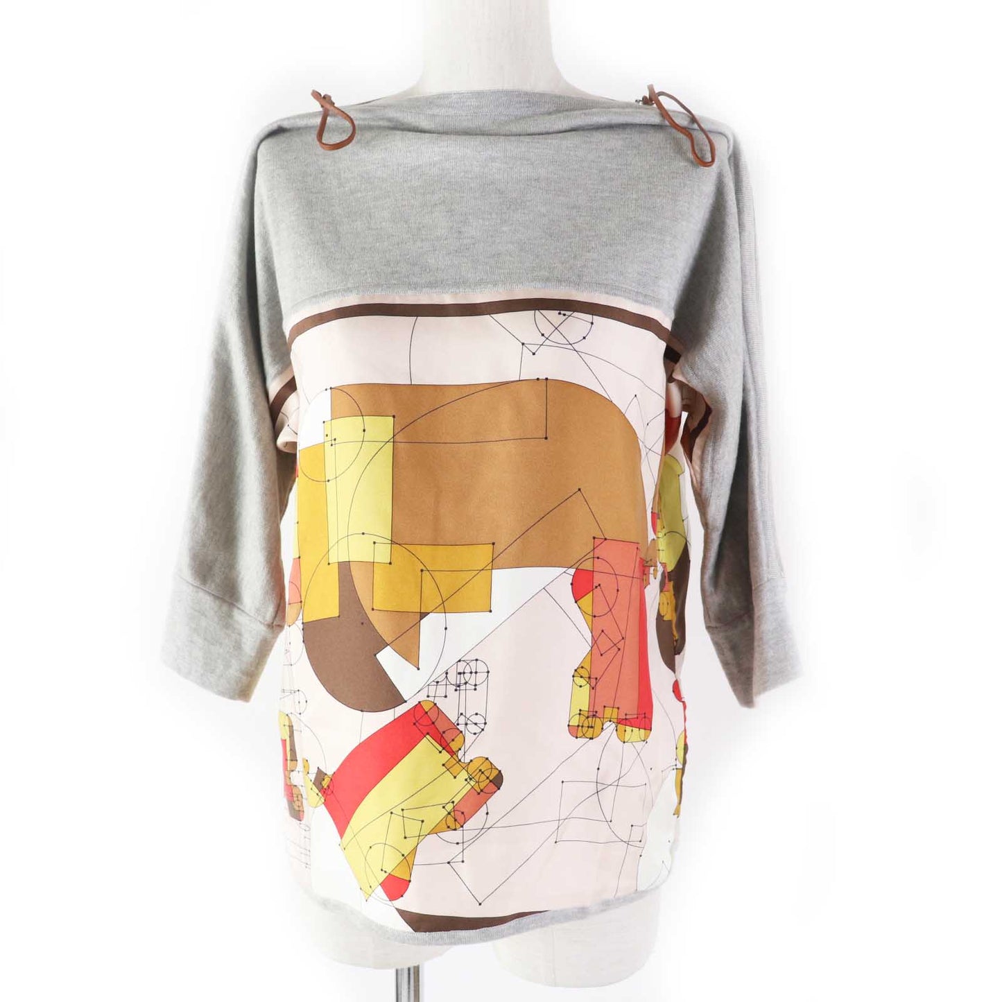 HERMES Cut silk Gray multi ECHEC AU ROI Checkmate 34