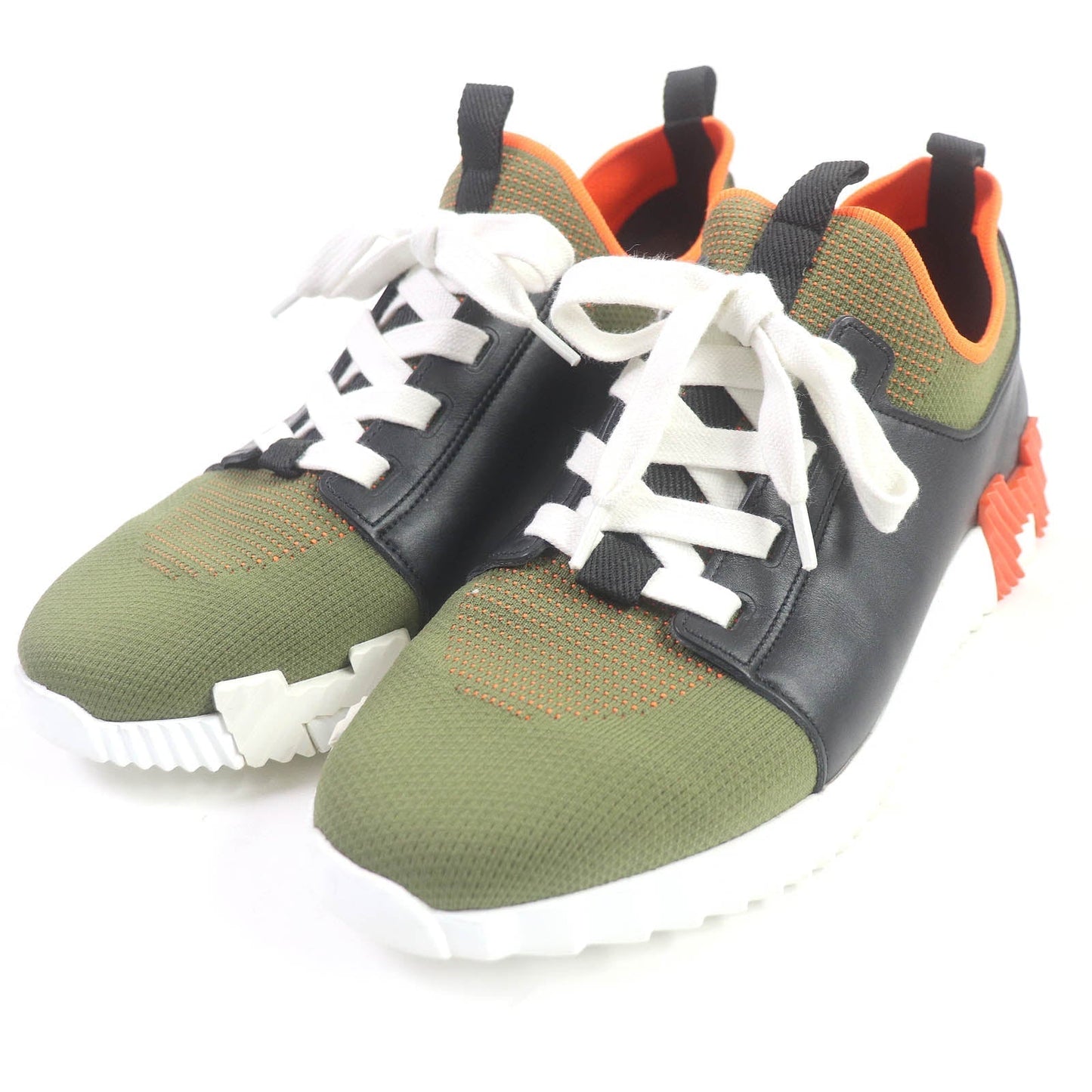 HERMES Low cut sneakers Part: Leather Khaki type Depart mens 41.5 Used