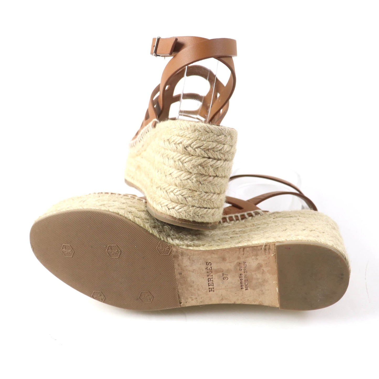 HERMES Sandals leather Brown Kataria 37