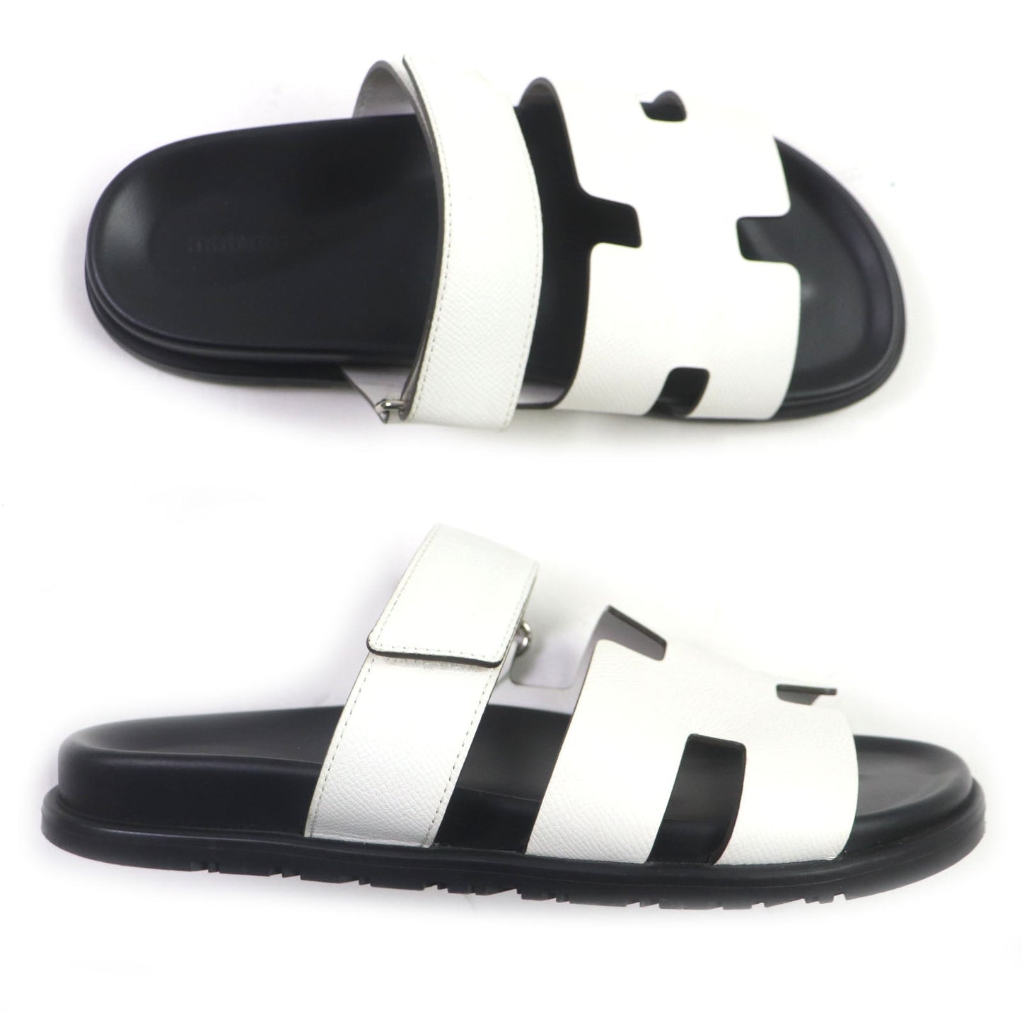 HERMES Sandals leather white Shipre 42