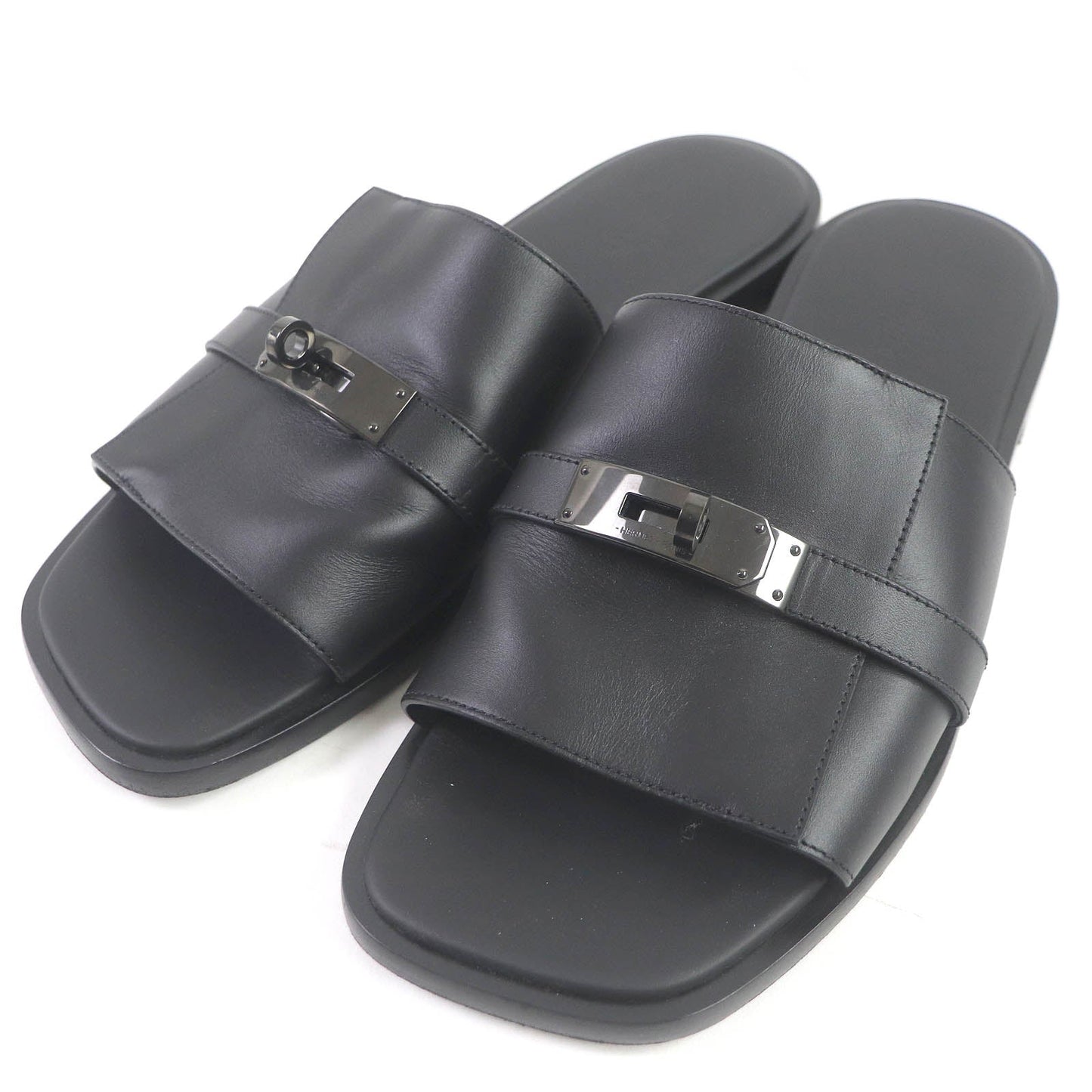 HERMES Sandals H231736ZH02390 leather black Gabriel 43
