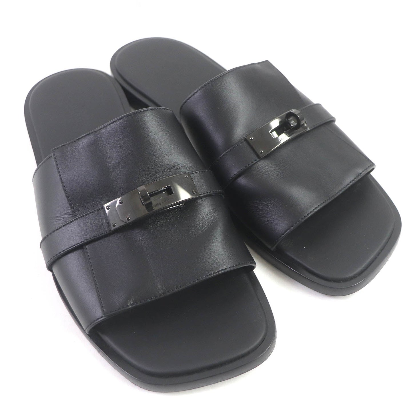 HERMES Sandals H231736ZH02390 leather black Gabriel 43