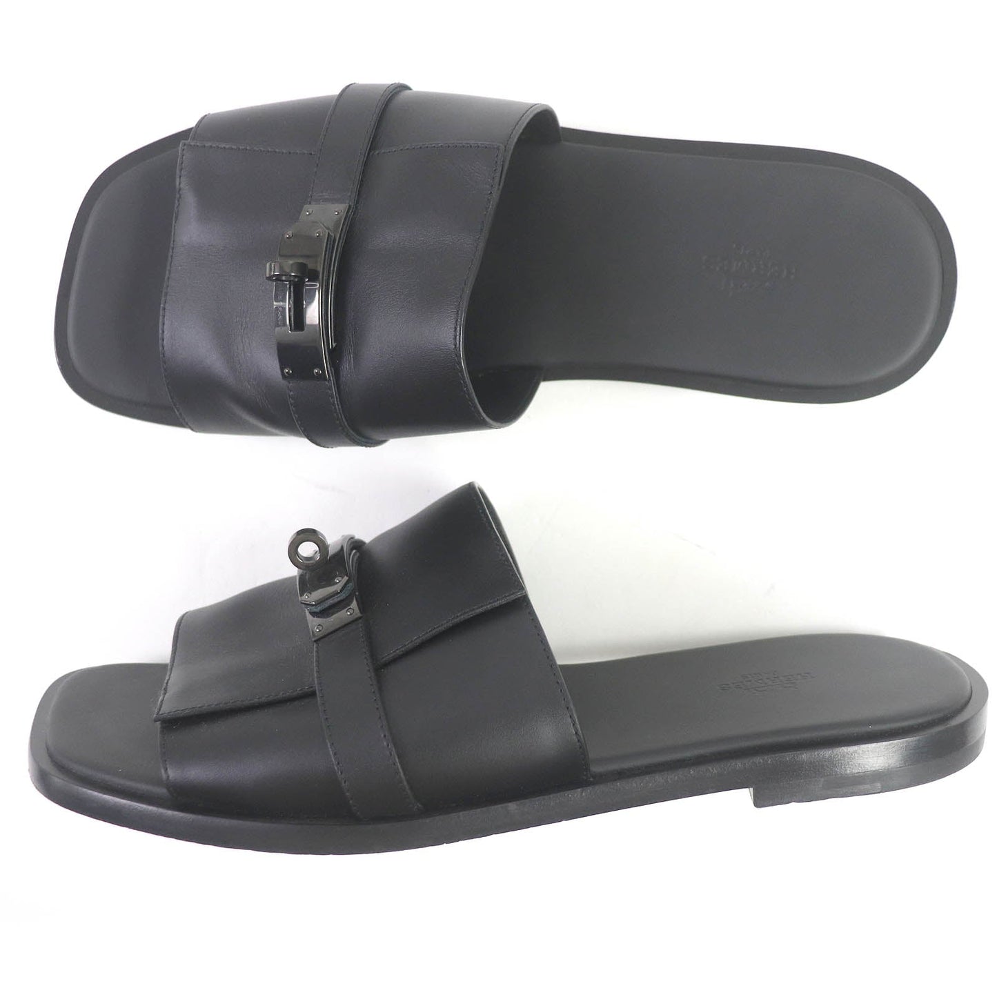 HERMES Sandals H231736ZH02390 leather black Gabriel 43