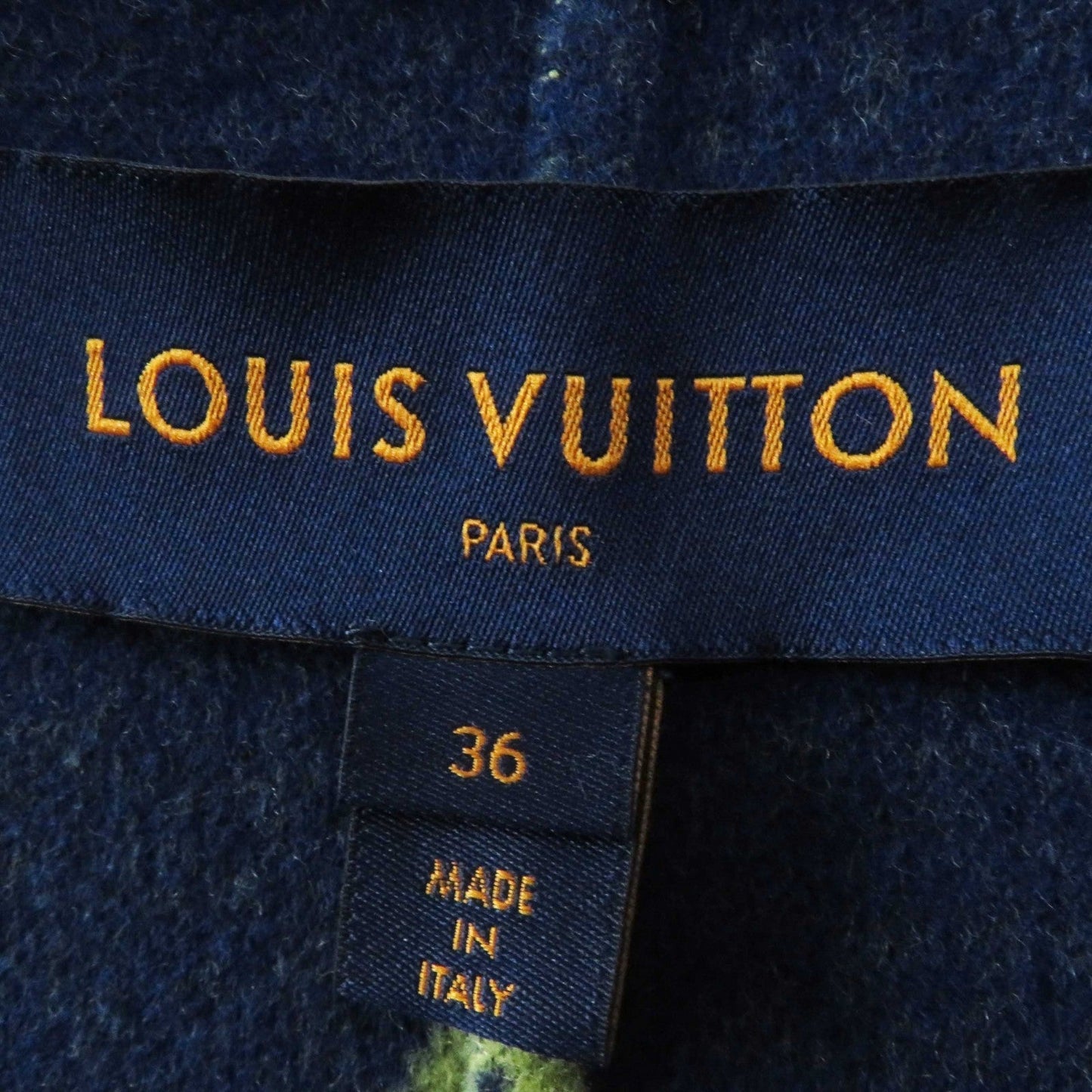 LOUIS VUITTON coat FJC022NUV wool Navy yellow Giant Monogram 36
