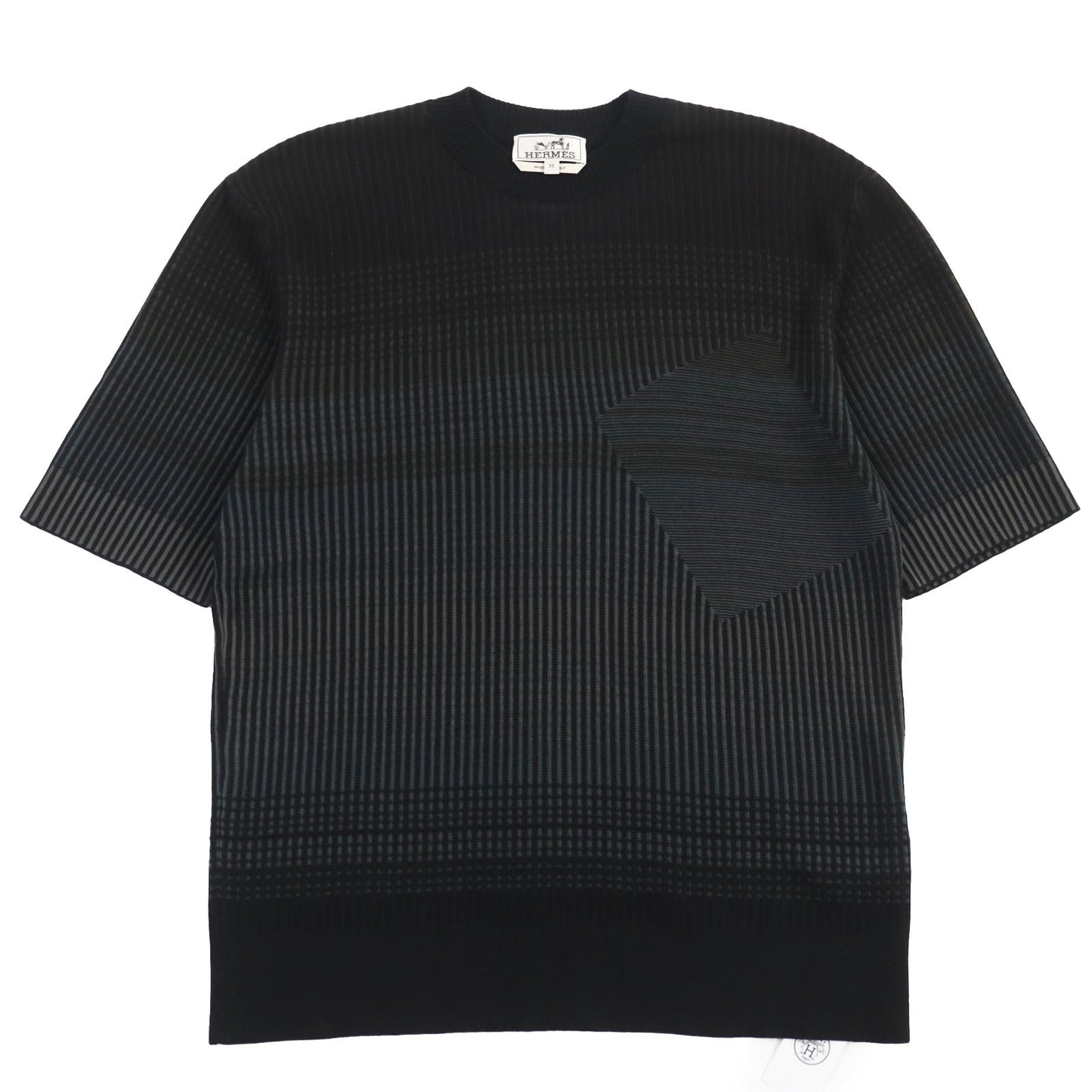 HERMES Short sleeve T-shirt cotton Black Grey XS