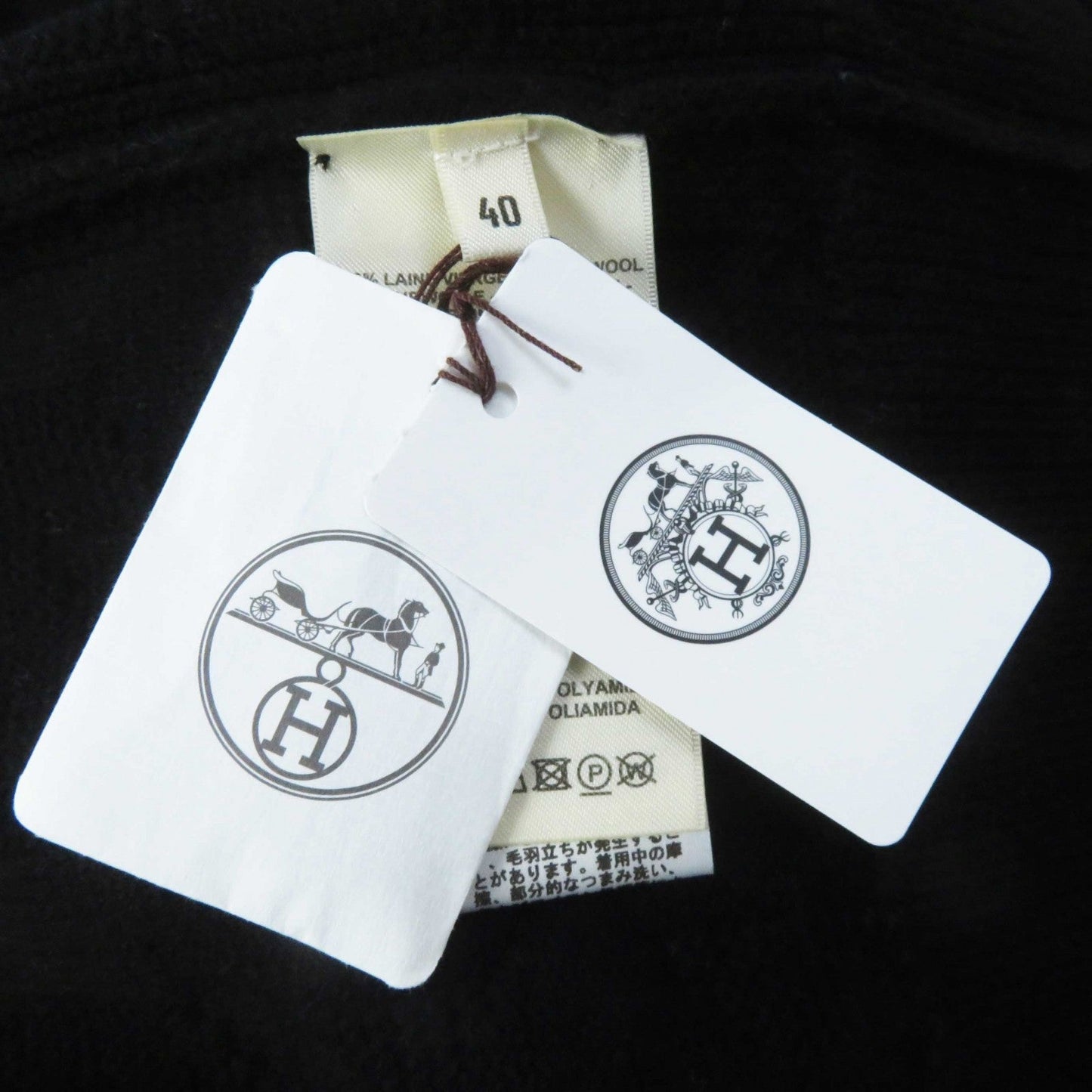 HERMES cardigan 4E2707D3 wool black 40