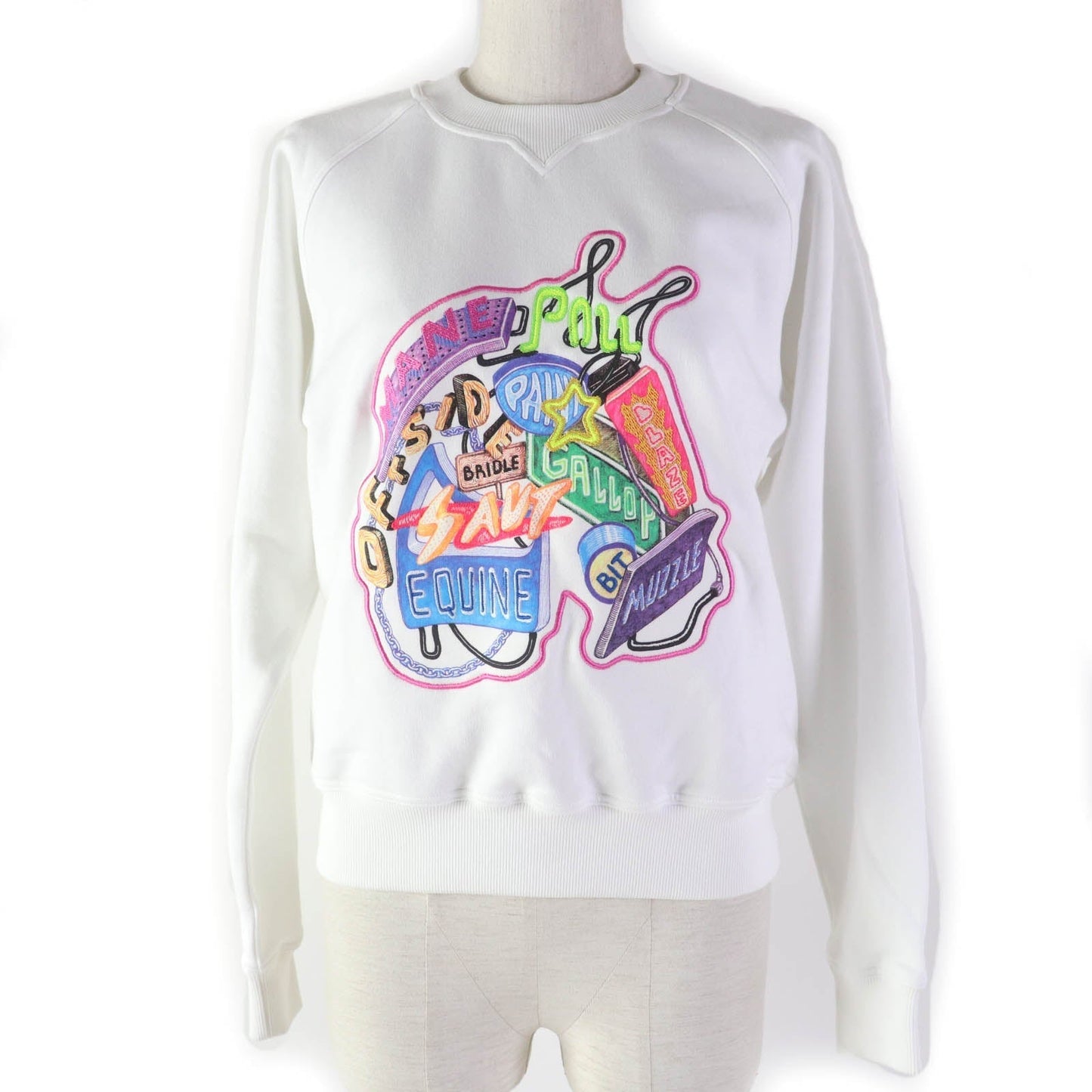 HERMES sweat 3E4626DA cotton White multicolor Chevroscope 34