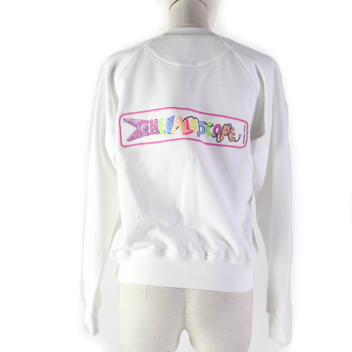 HERMES sweat 3E4626DA cotton White multicolor Chevroscope 34