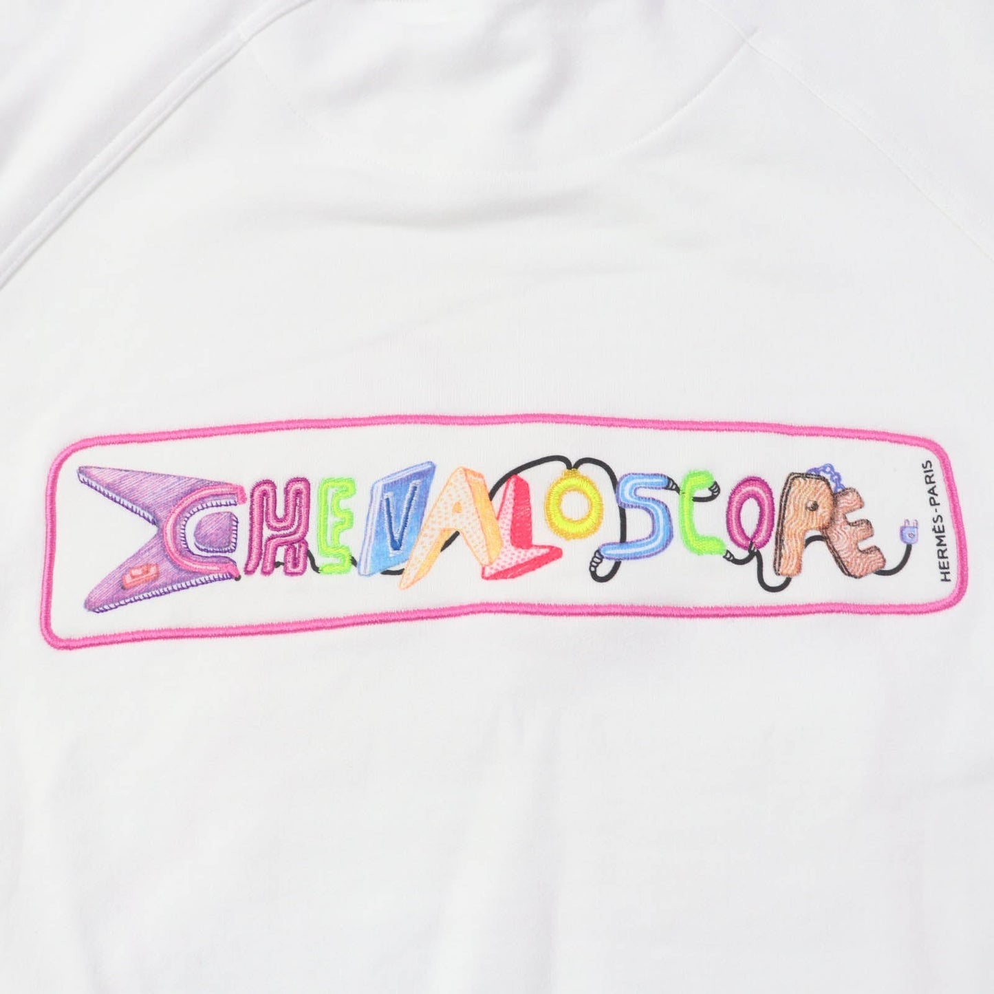 HERMES sweat 3E4626DA cotton White multicolor Chevroscope 34