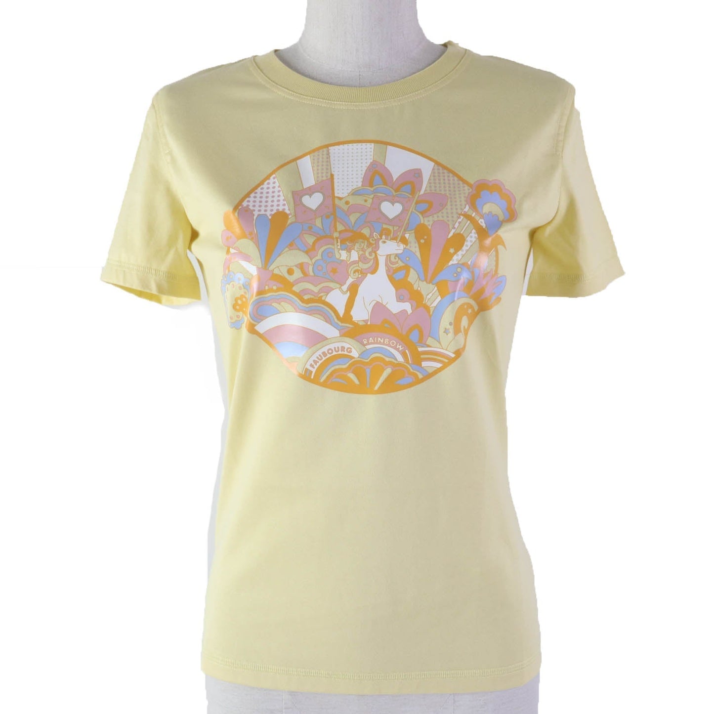 HERMES Short sleeve T-shirt cotton yellow UBOURG RAINBOW 34
