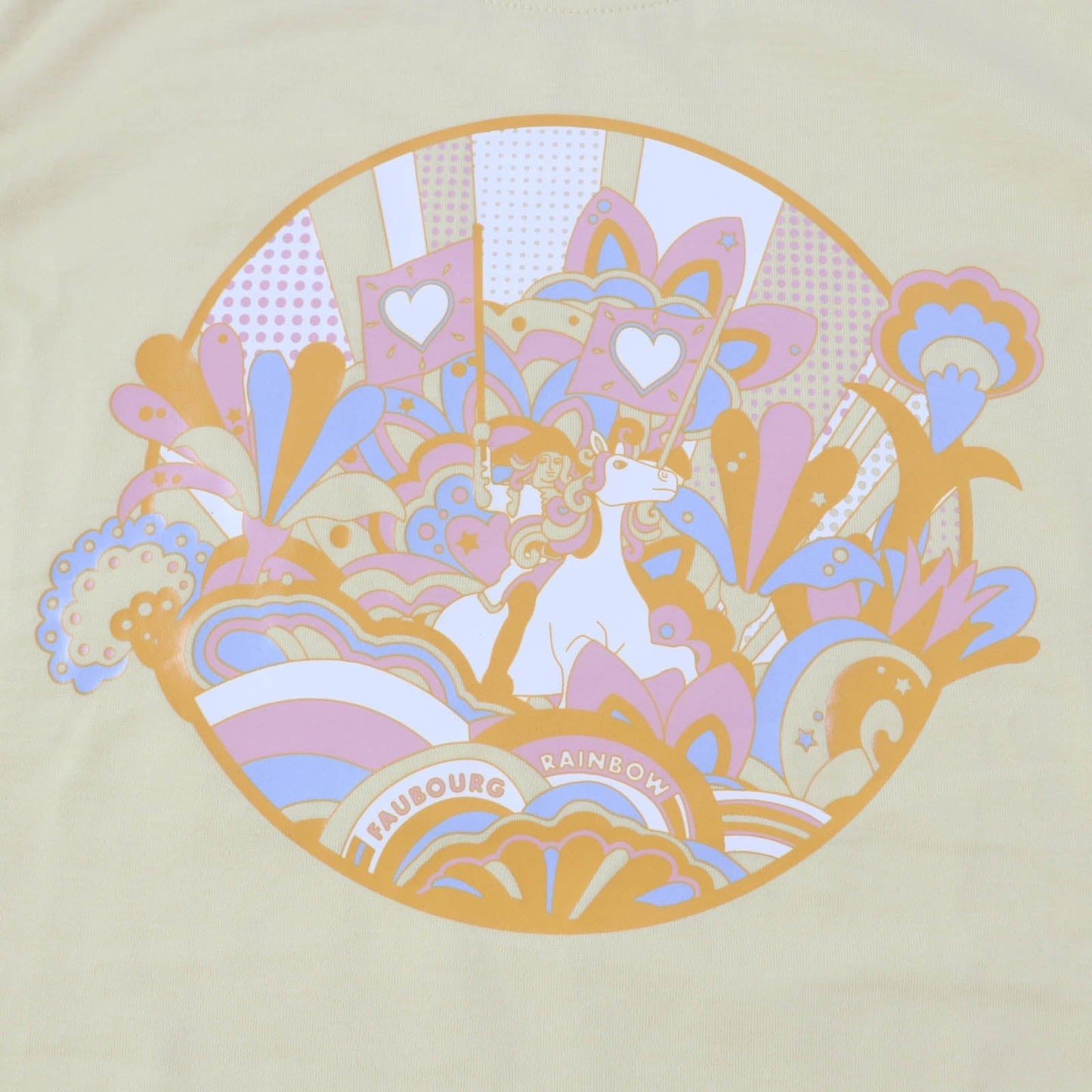 HERMES Short sleeve T-shirt cotton yellow UBOURG RAINBOW 34