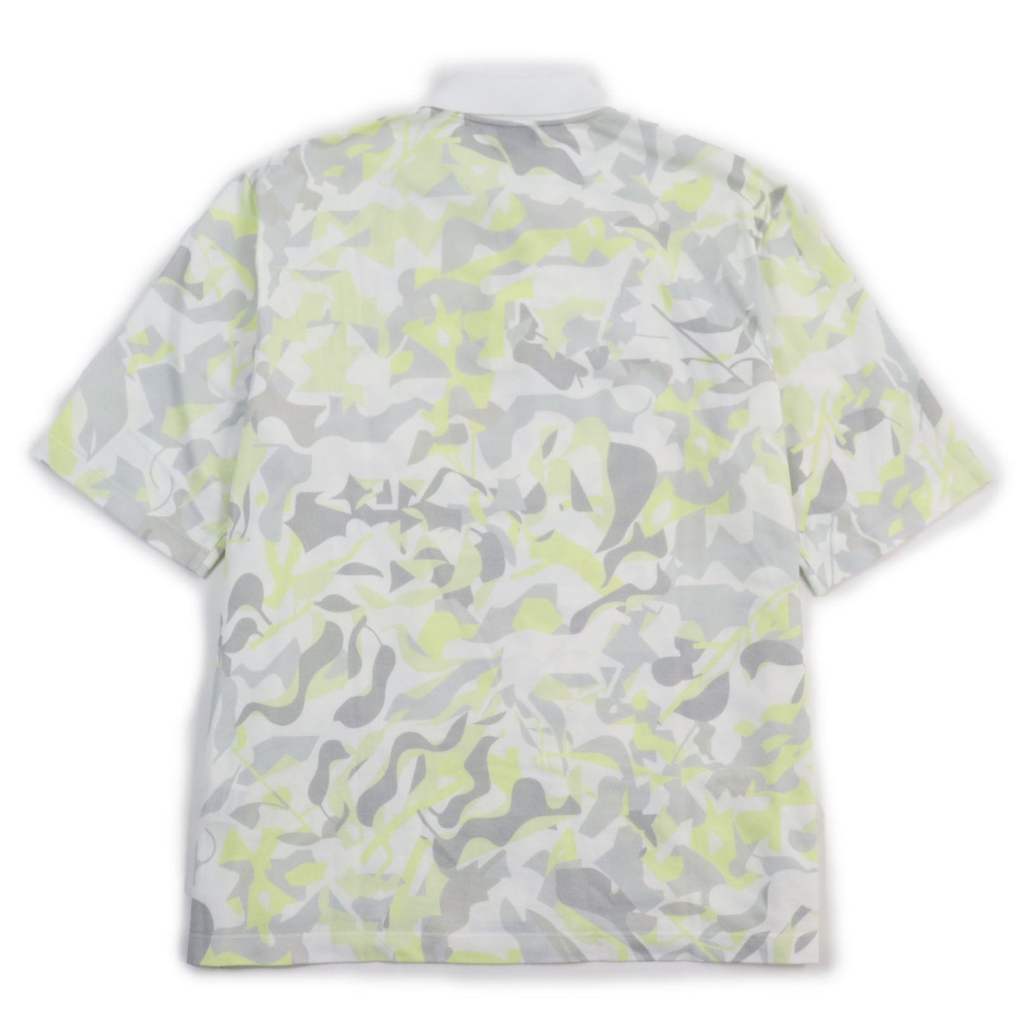 HERMES Short sleeve polo shirt cotton Gray yellow Puzzle Vegetal XL