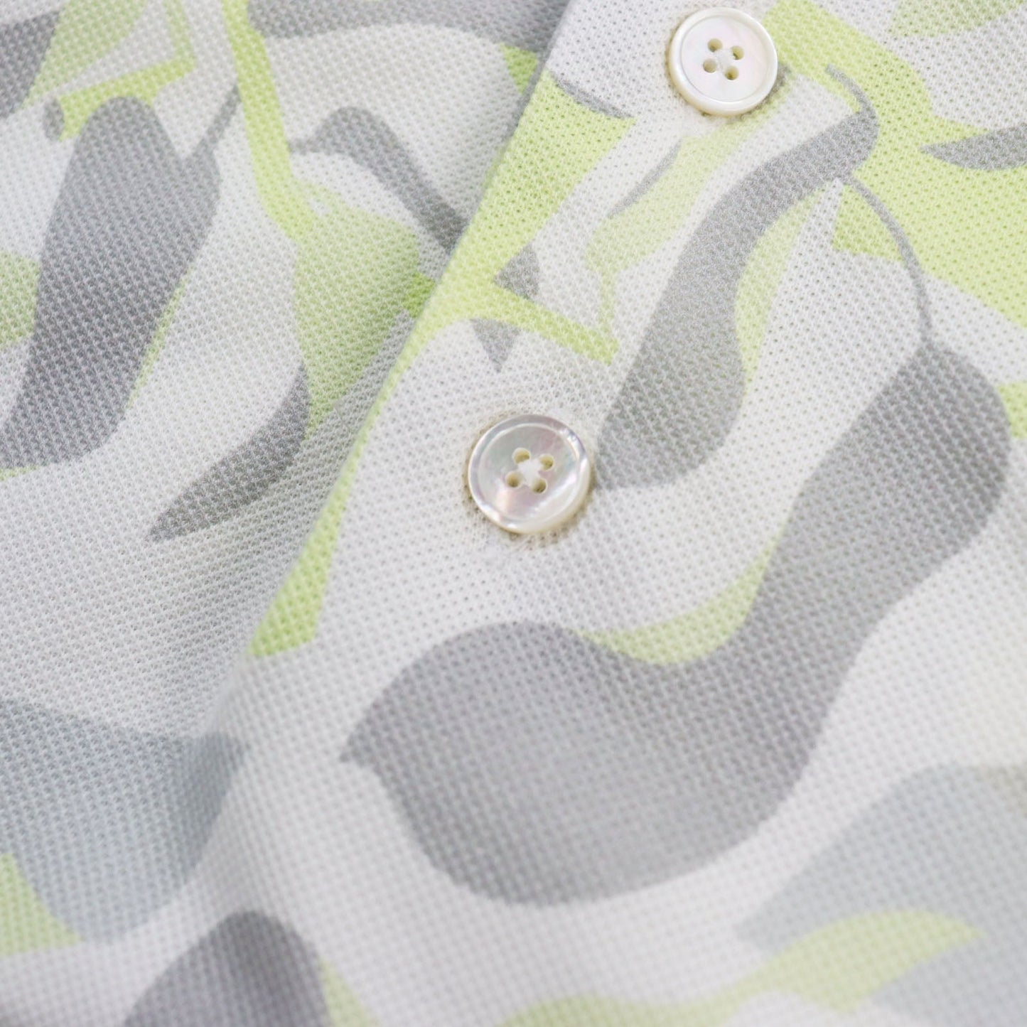 HERMES Short sleeve polo shirt cotton Gray yellow Puzzle Vegetal XL