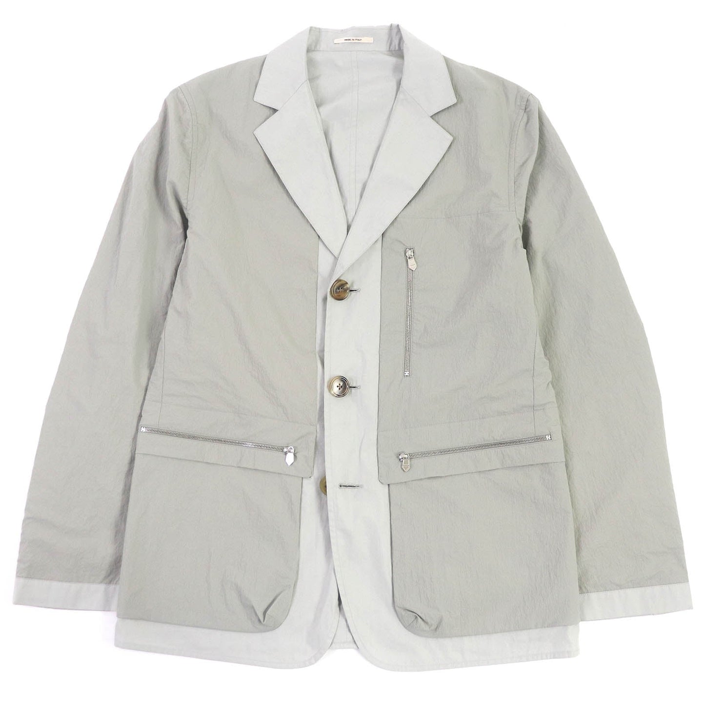 HERMES tailored jacket G19703K Main: 100% cotton, some parts: 92% nylon, some parts: 8% elastane (polyurethane) gray mens 48 Used