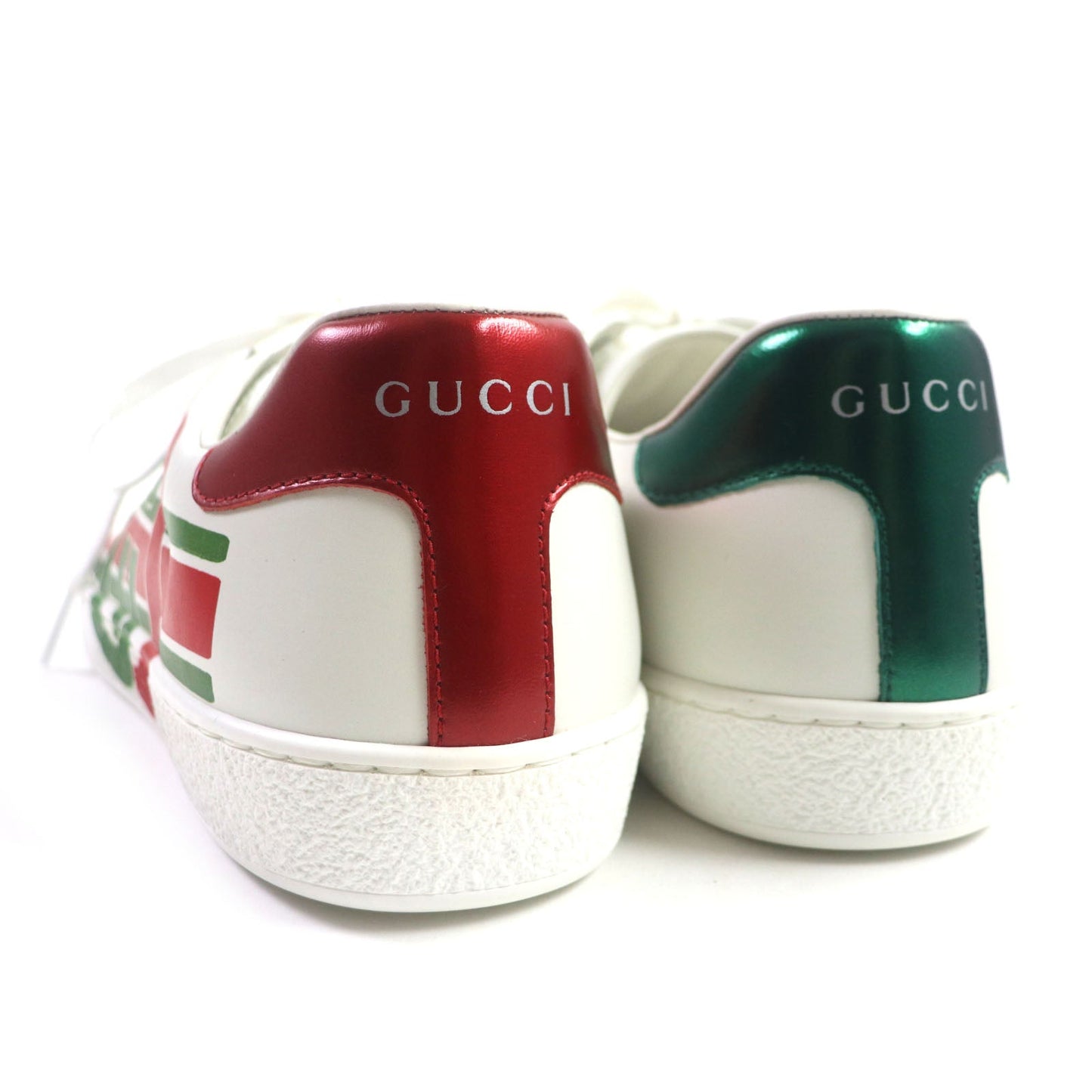 GUCCI Low cut sneakers 576136 Main: Leather White Green Red Ace Interlocking G mens 7 Used