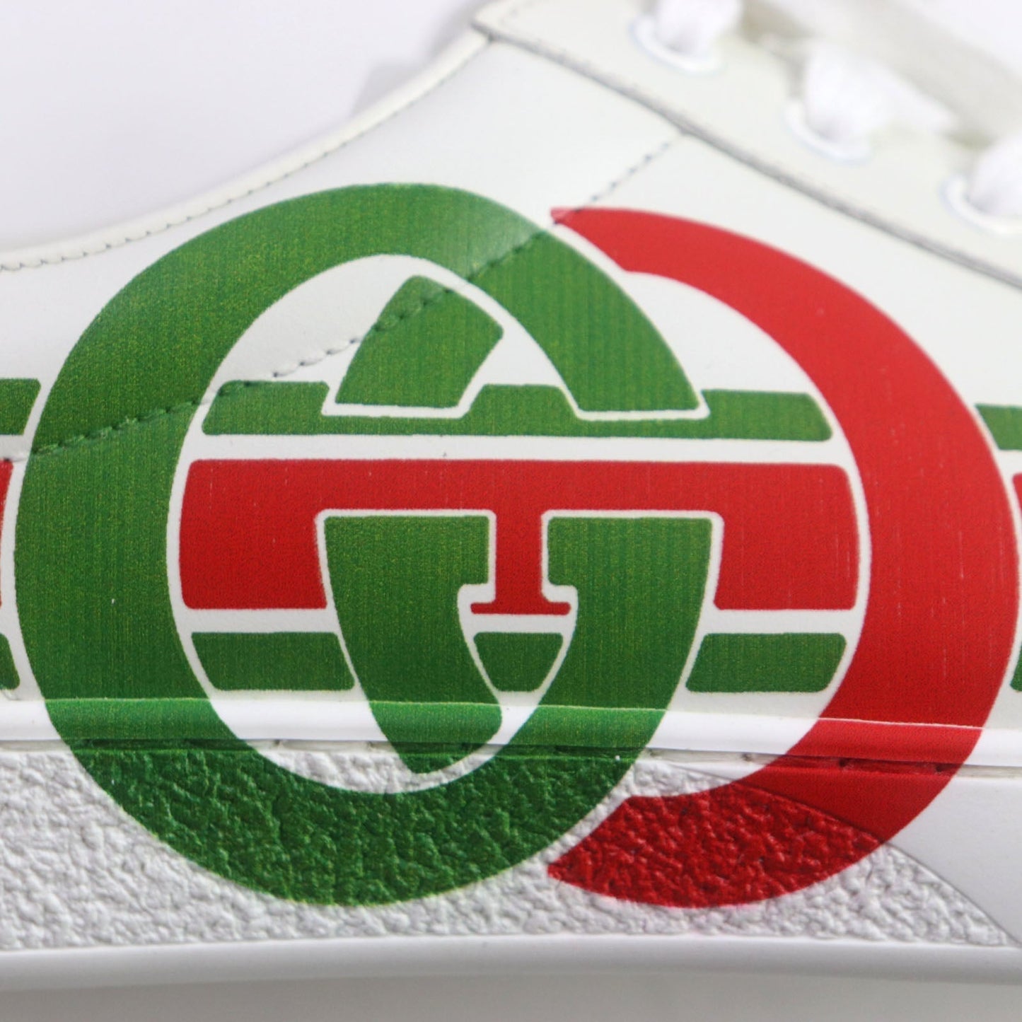 GUCCI Low cut sneakers 576136 Main: Leather White Green Red Ace Interlocking G mens 7 Used