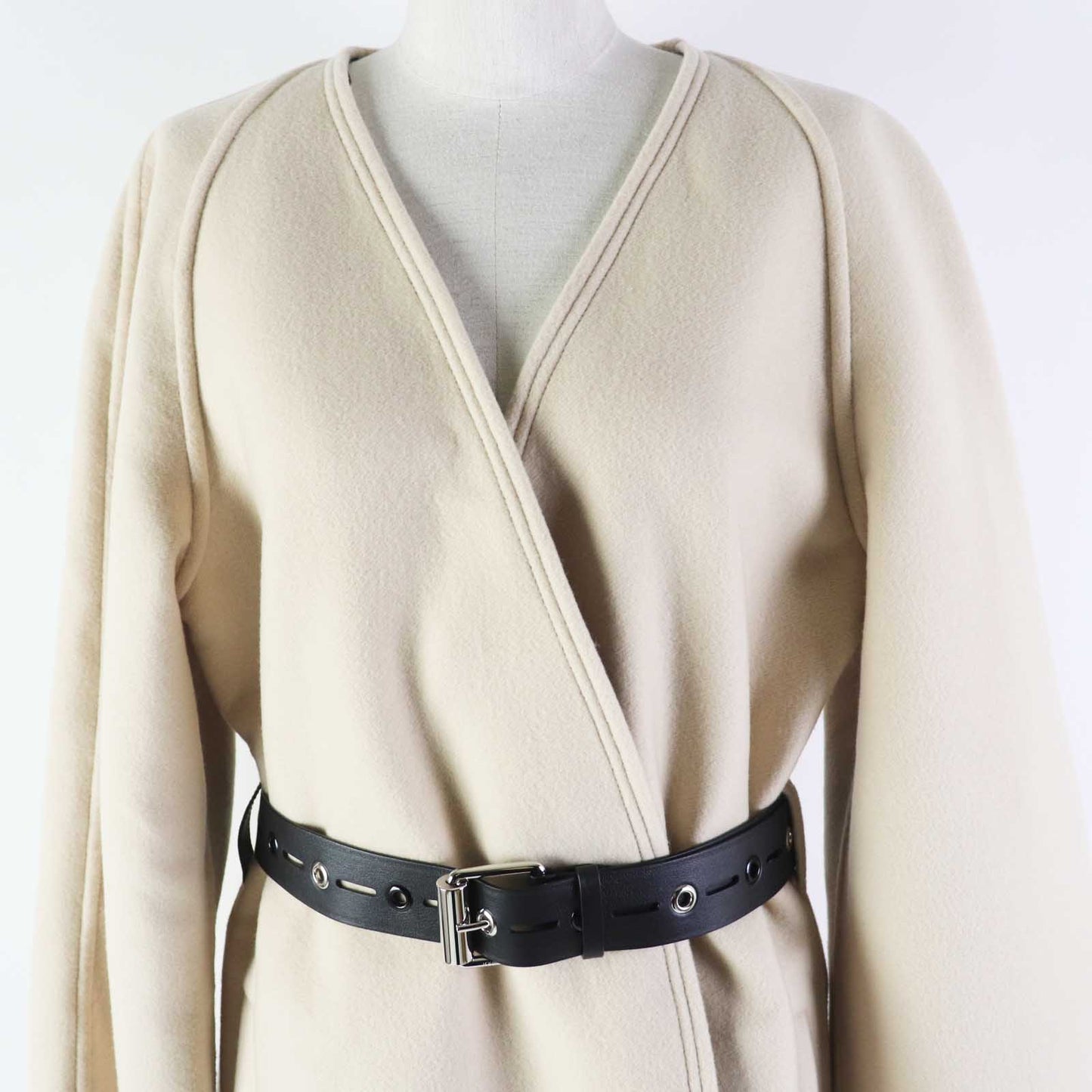 LOUIS VUITTON coat 1A4YSZ Outer: 100% cashmere, Lining: 50% rayon, Lining: 50% cupra, Part: 100% polyester, Part: lamb leather light beige Women 40 Used