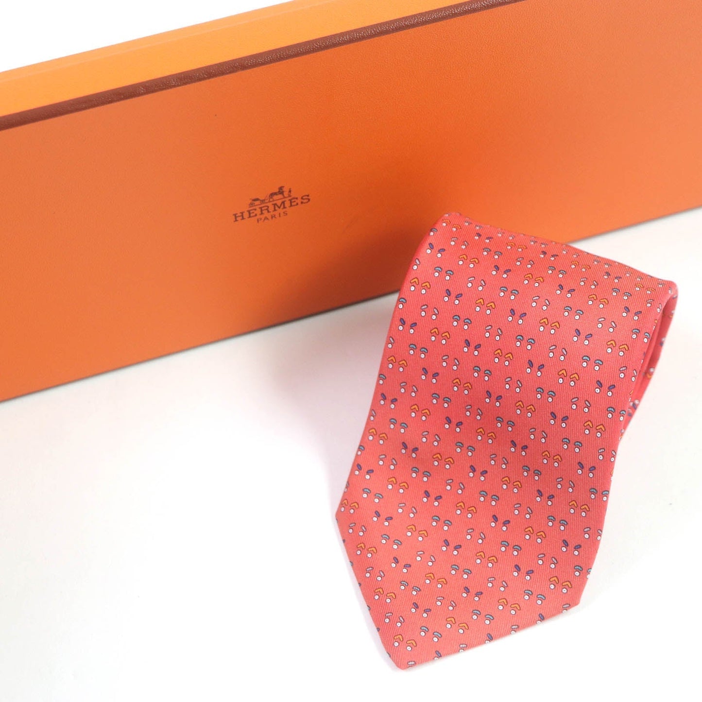 HERMES tie silk Red
