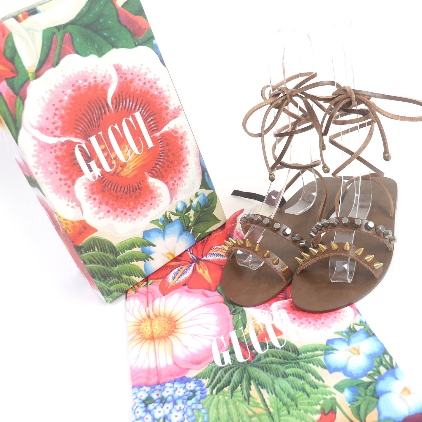 GUCCI Sandals leather Brown 6
