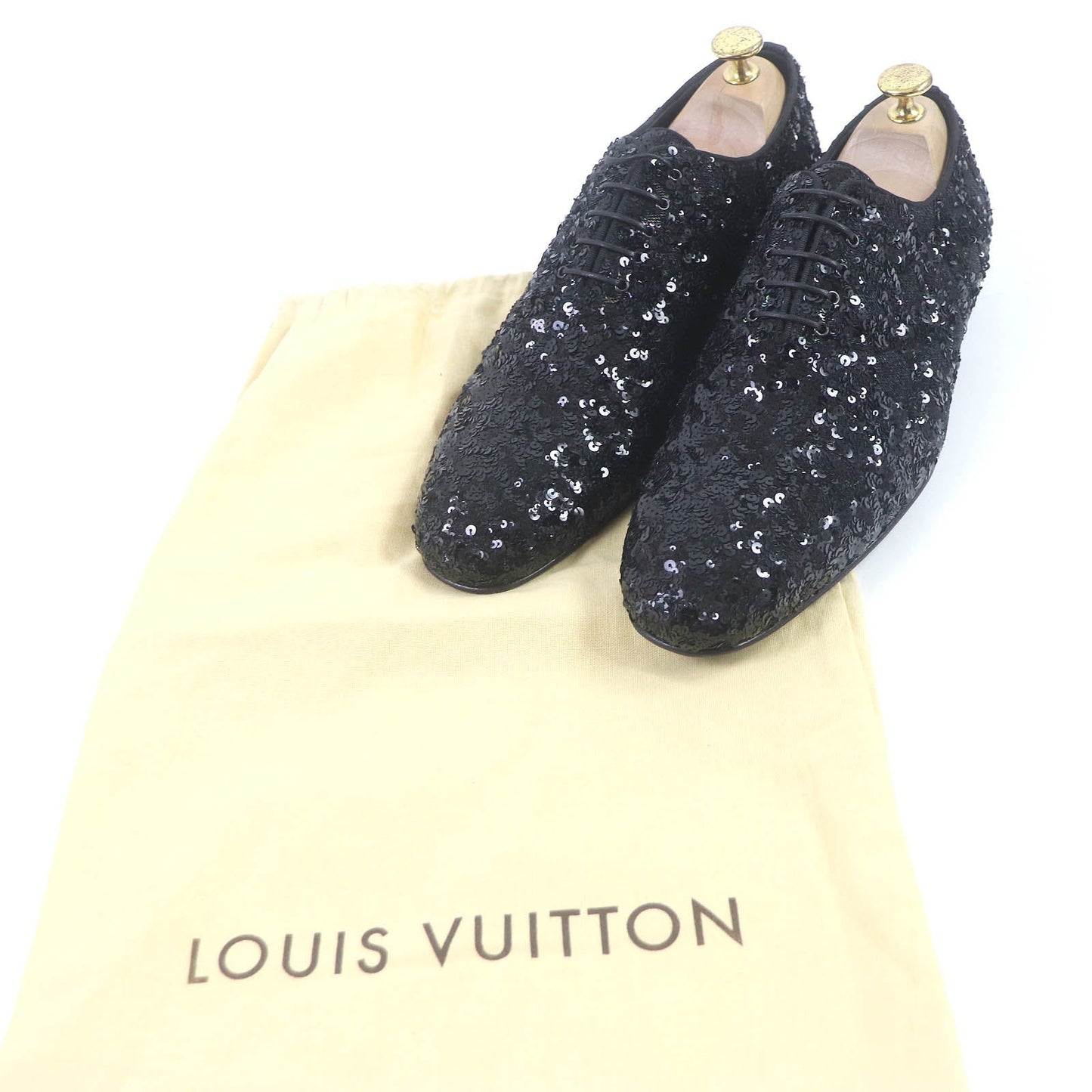 LOUIS VUITTON Dress shoes Main: Leather, Sequins black mens 7 Used