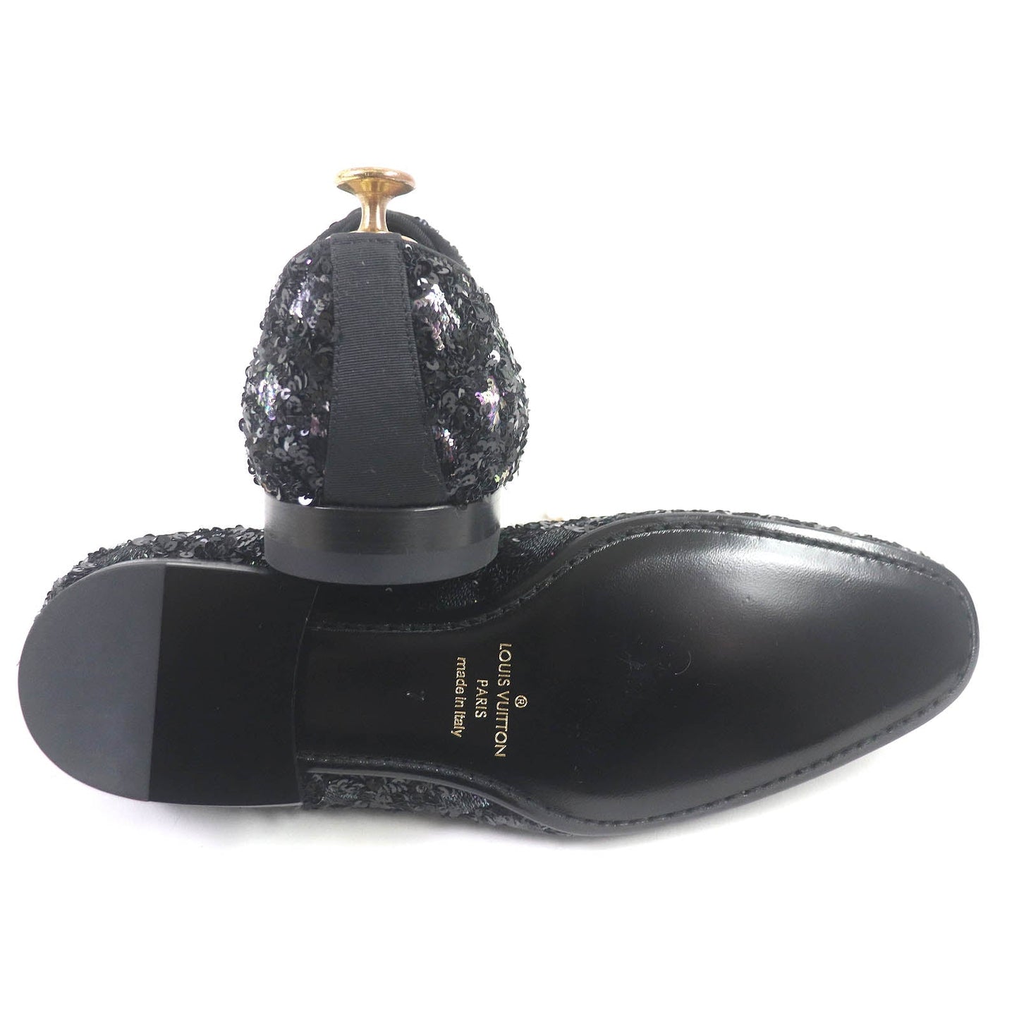 LOUIS VUITTON Dress shoes Main: Leather, Sequins black mens 7 Used