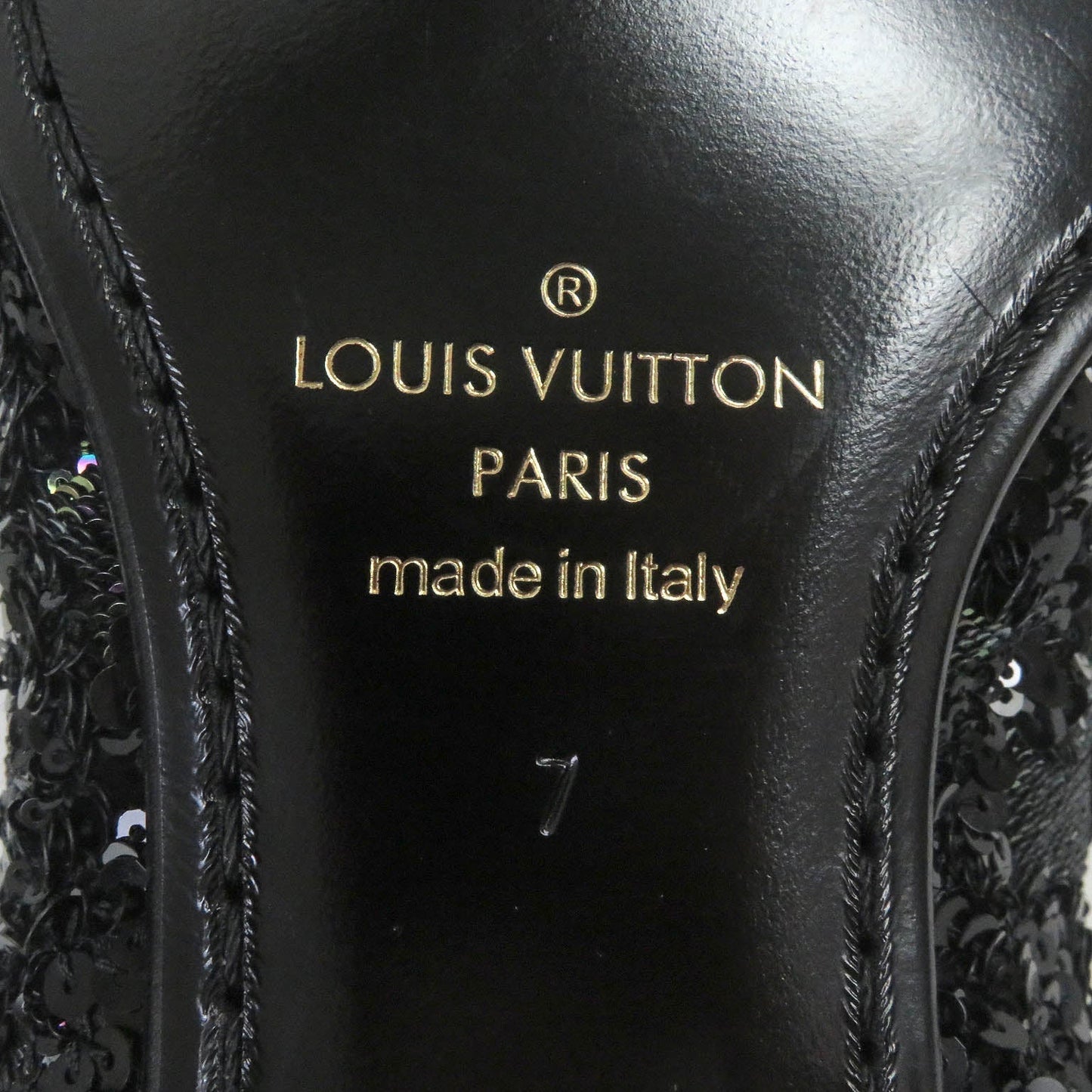 LOUIS VUITTON Dress shoes Main: Leather, Sequins black mens 7 Used