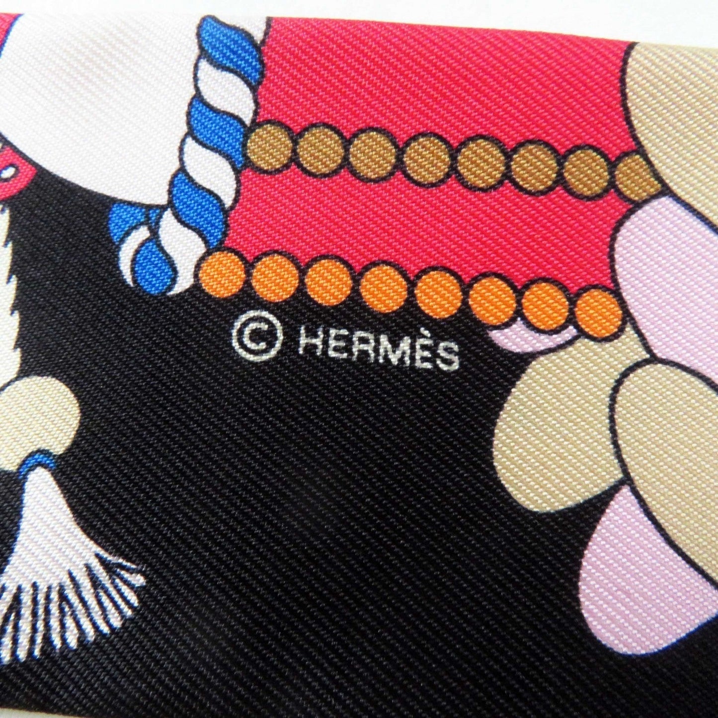 HERMES scarf silk black multi LA PATISSERIE FRANCAISE