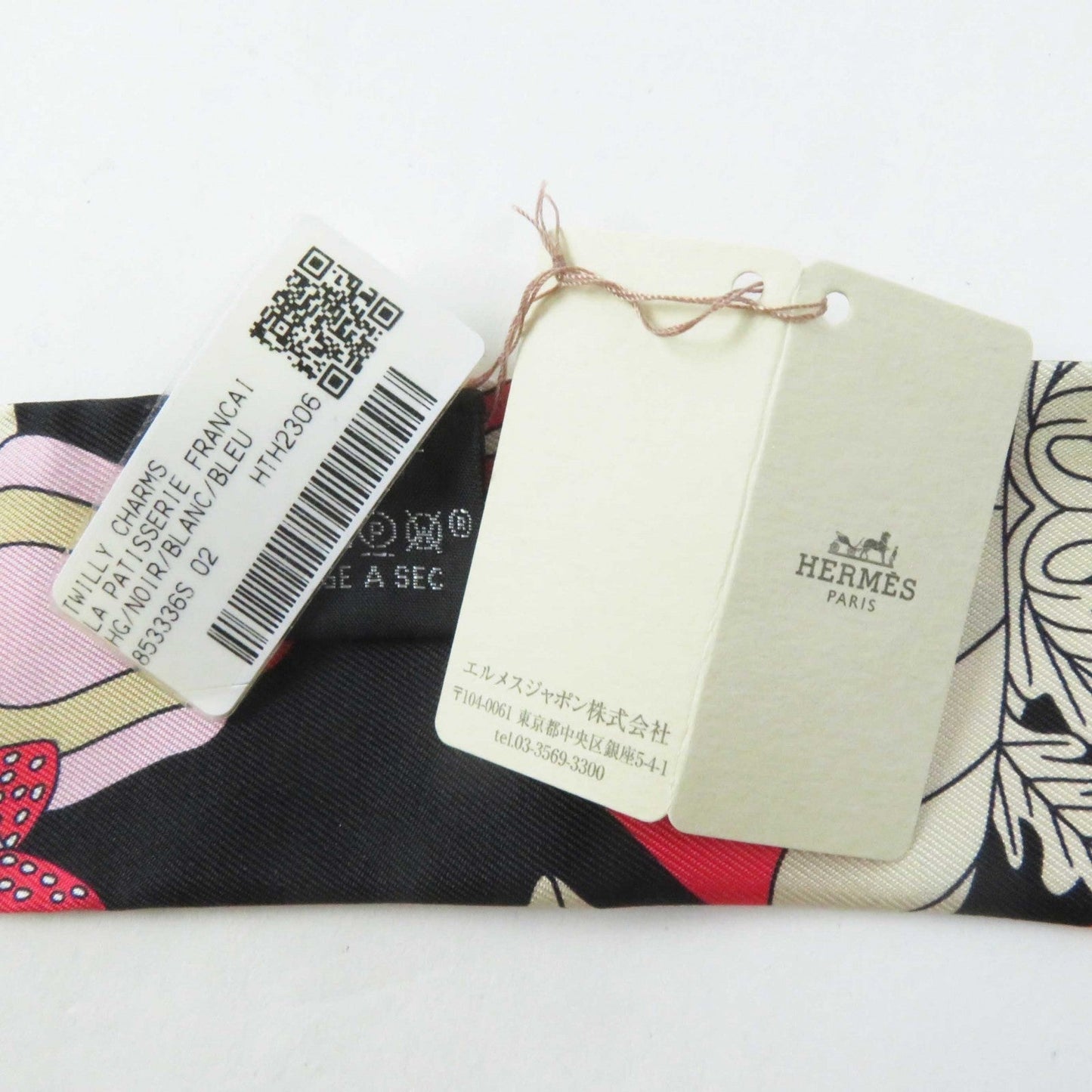 HERMES scarf silk black multi LA PATISSERIE FRANCAISE