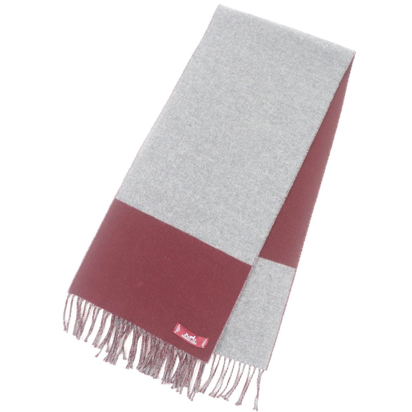 HERMES Scarf Main: 100% cashmere Grey Bordeaux mens Used
