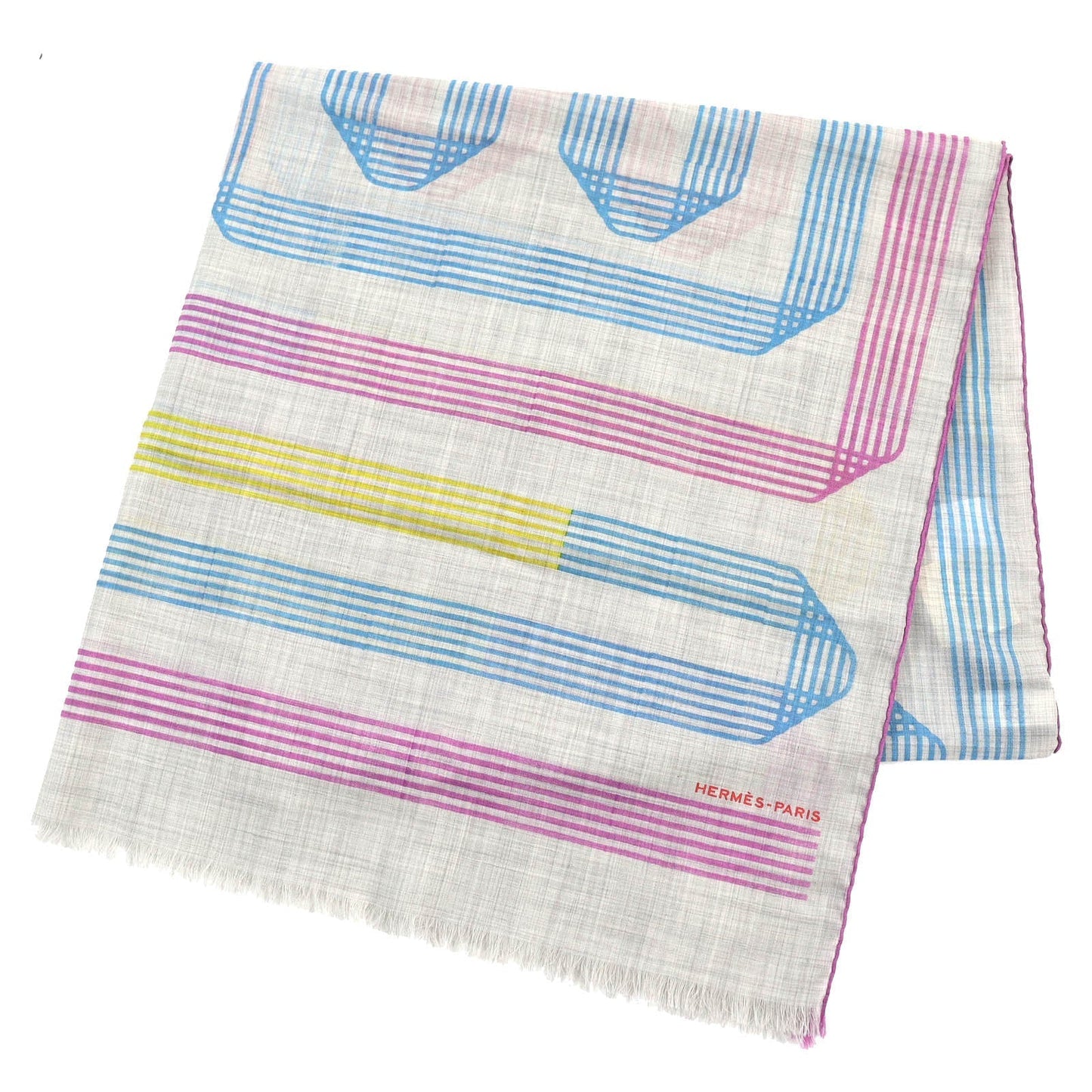HERMES Stall 563068S 02 cashmere Multicolor, Gris Chine/Cyclamen Les Rubans d'Hermes Hermes ribbons