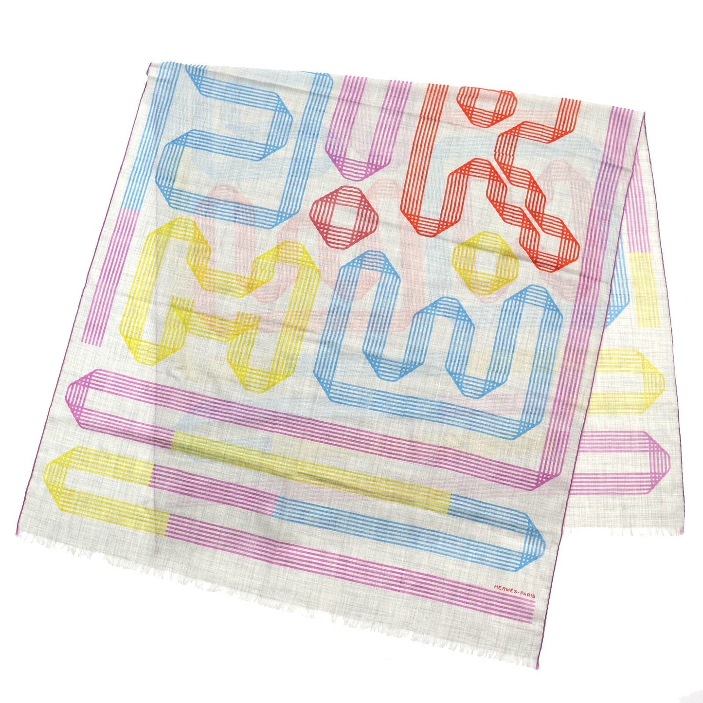 HERMES Stall 563068S 02 cashmere Multicolor, Gris Chine/Cyclamen Les Rubans d'Hermes Hermes ribbons