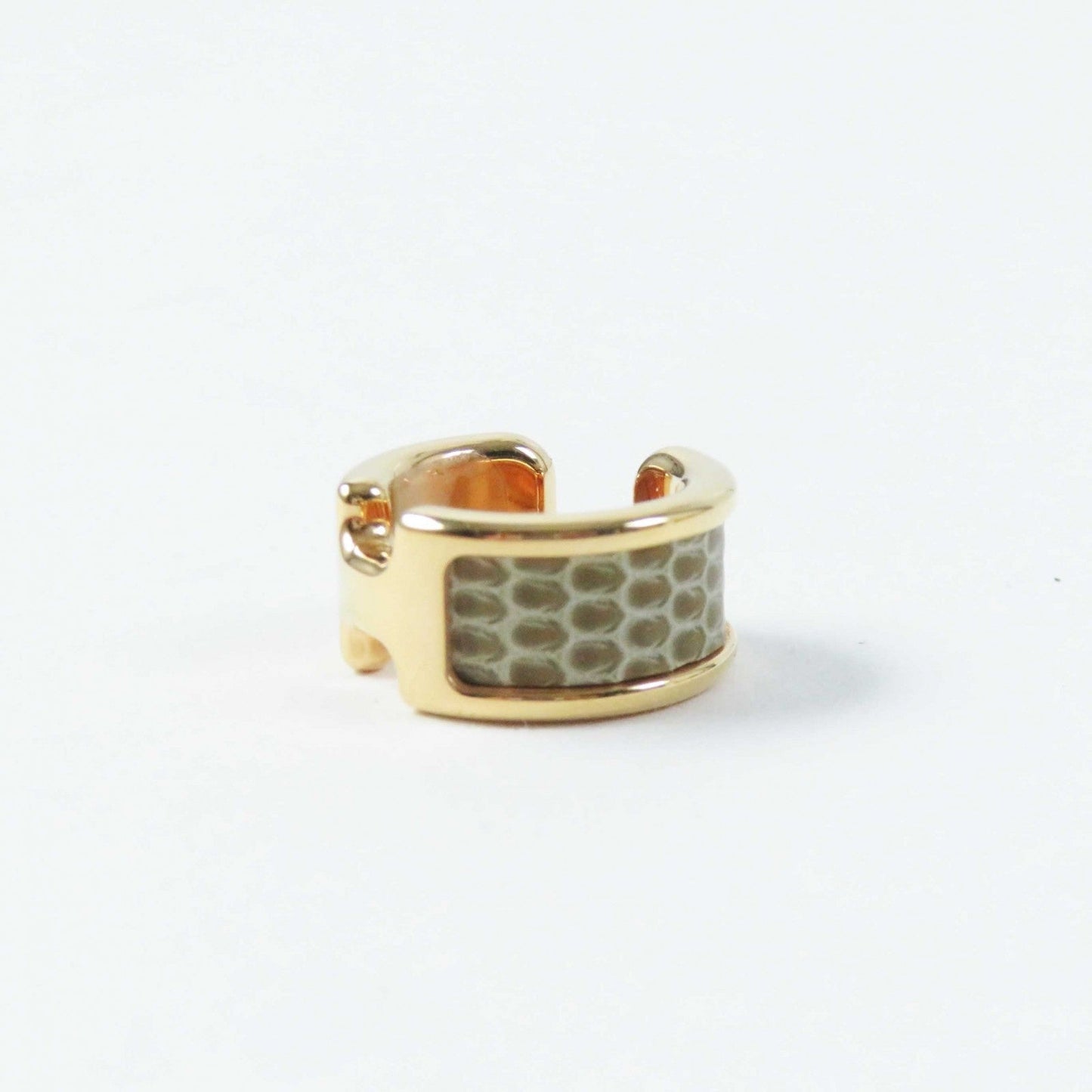 HERMES Earring Exotic Leather Gold Plated etupe gold Olympe PM