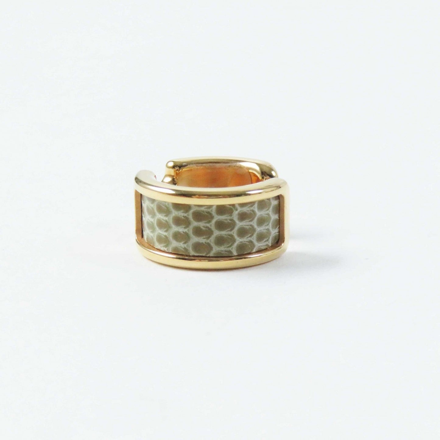 HERMES Earring Exotic Leather Gold Plated etupe gold Olympe PM