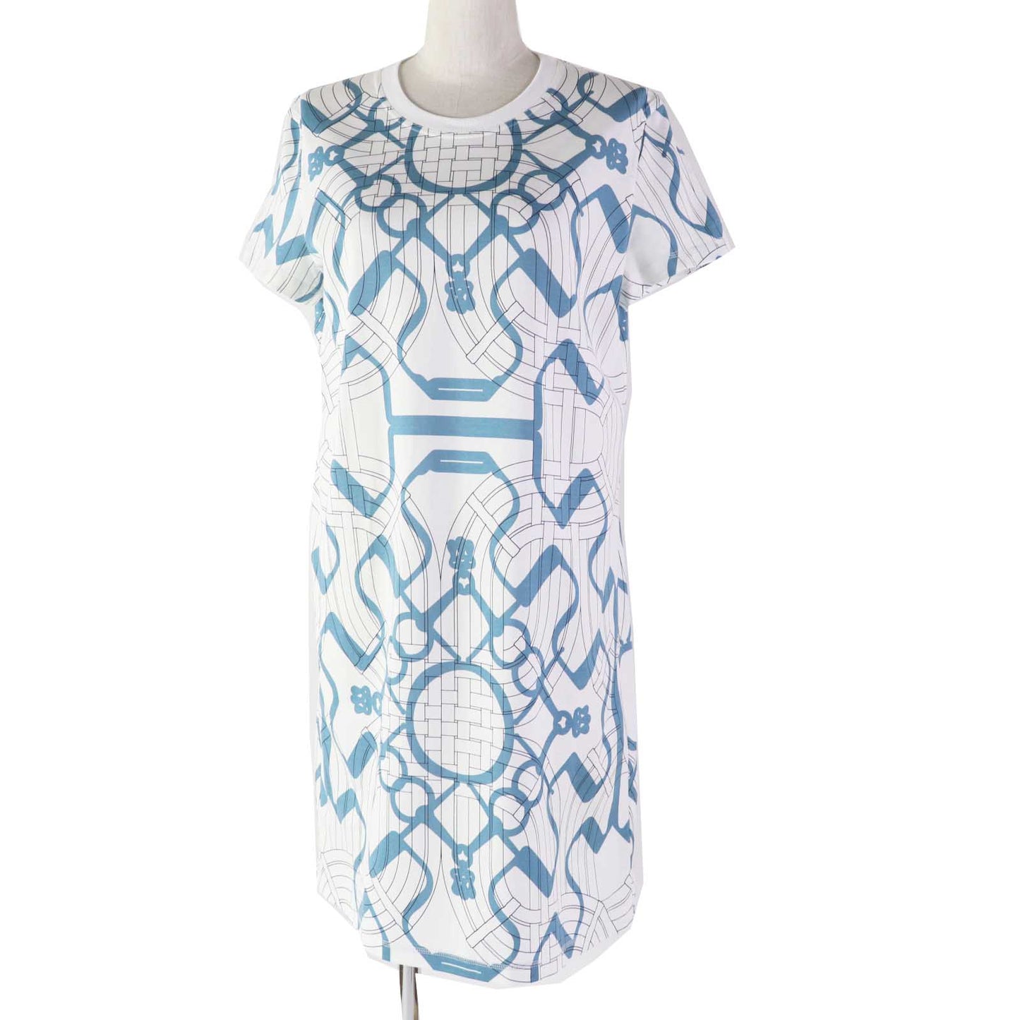 HERMES one piece 4H4525DD cotton White light blue Horse Bit Detouré/Tattoo 38